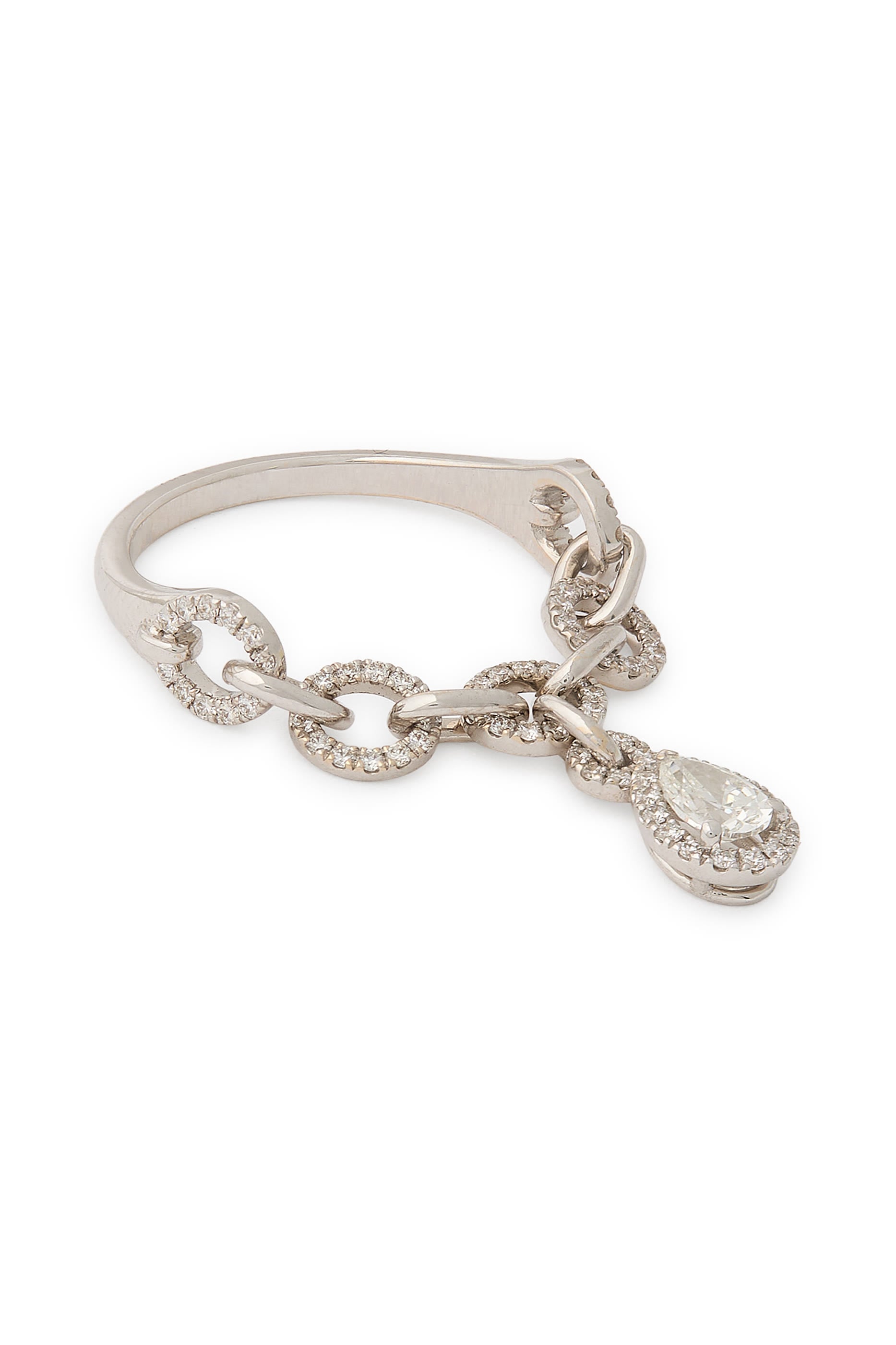 Single Chaines Ring, 18K White Gold & Diamonds