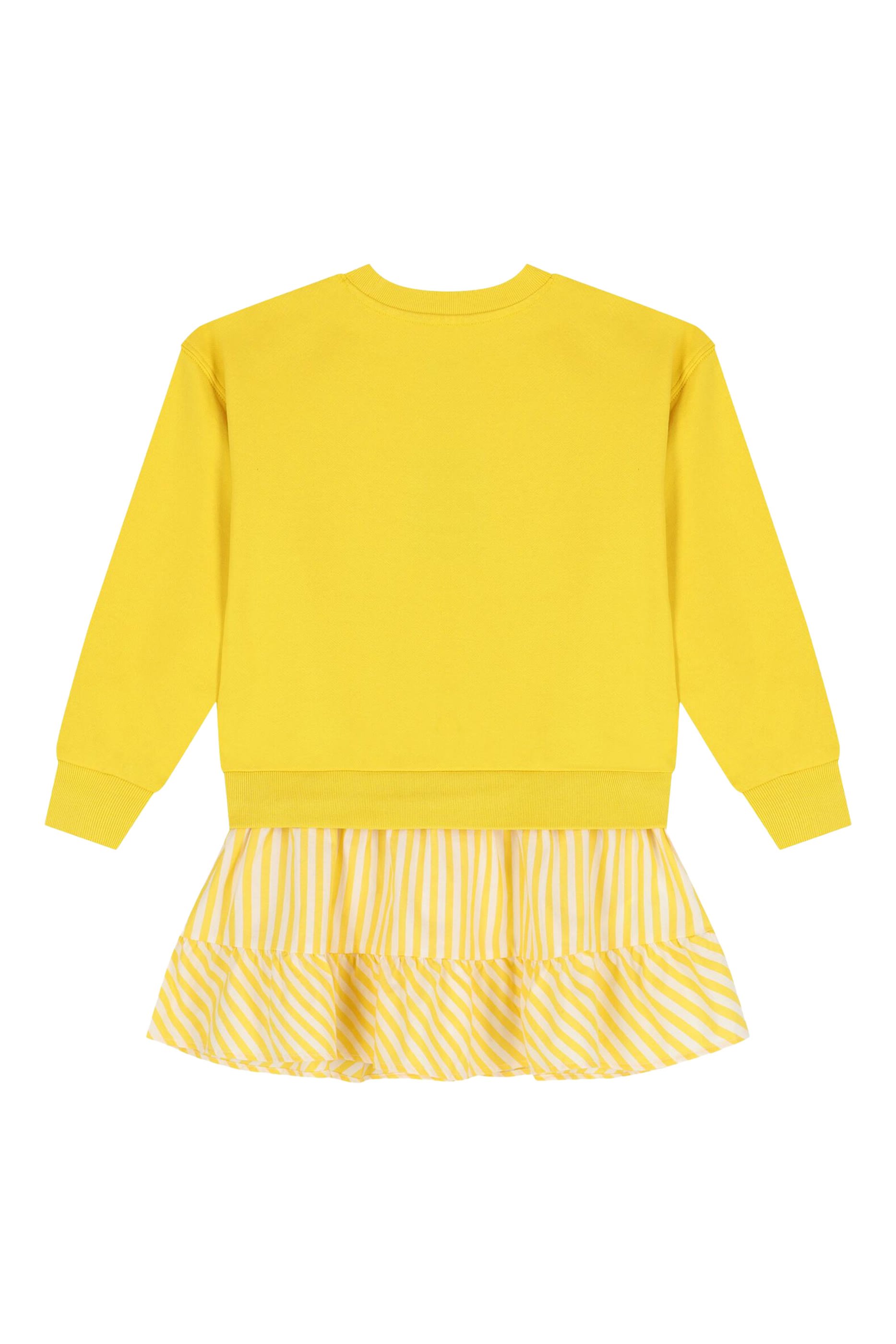 Kids Striped-Skirt Loopback Fleece Dress