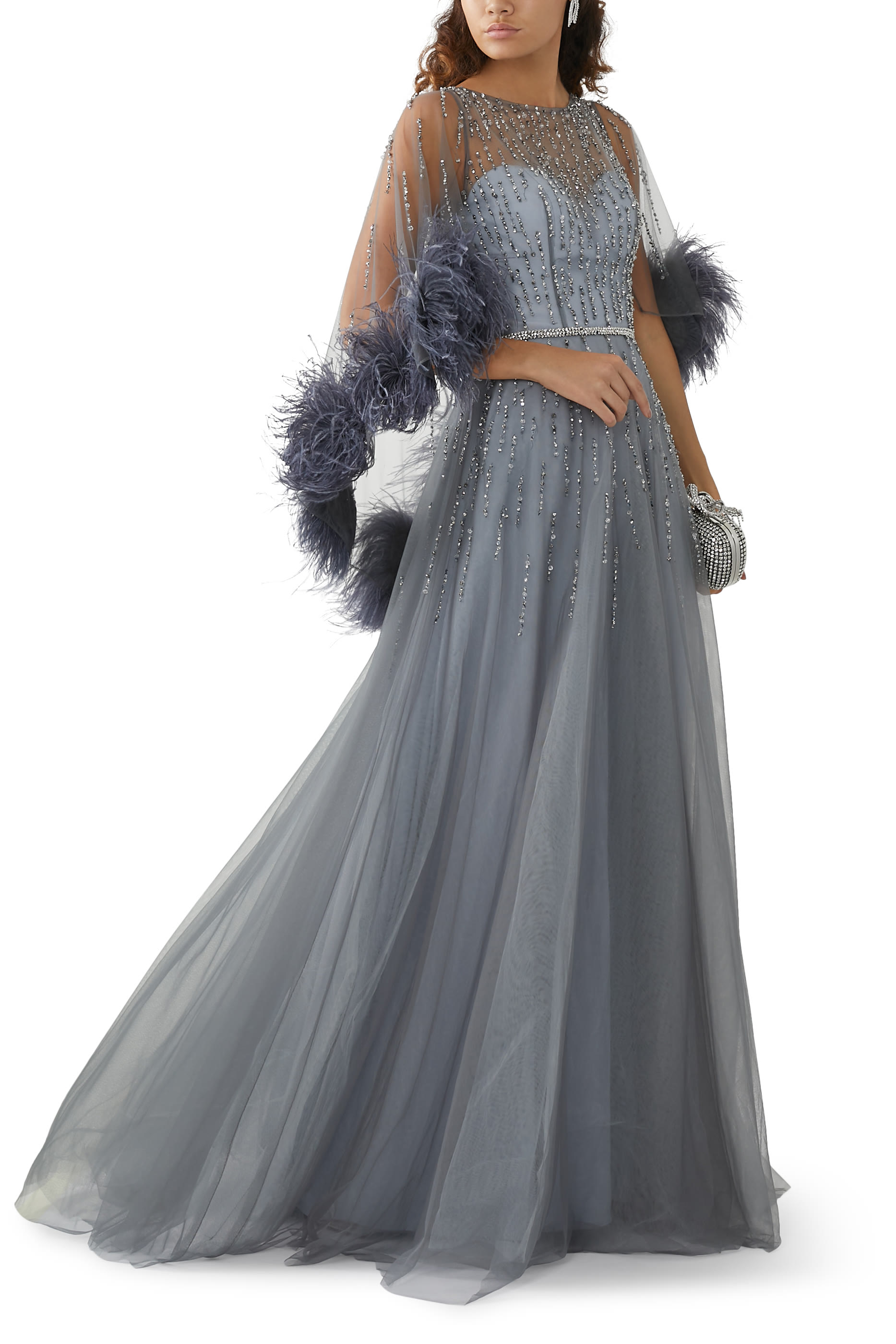 Beaded Feather Embellished Dress