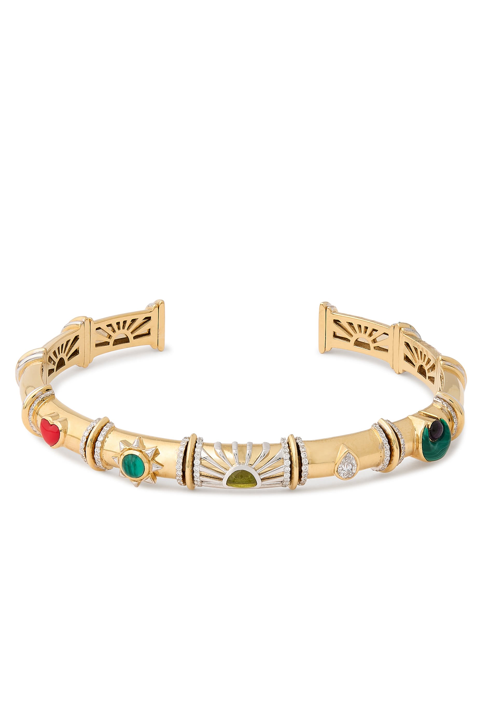Multi Charm Bangle, 18k Yellow Gold 