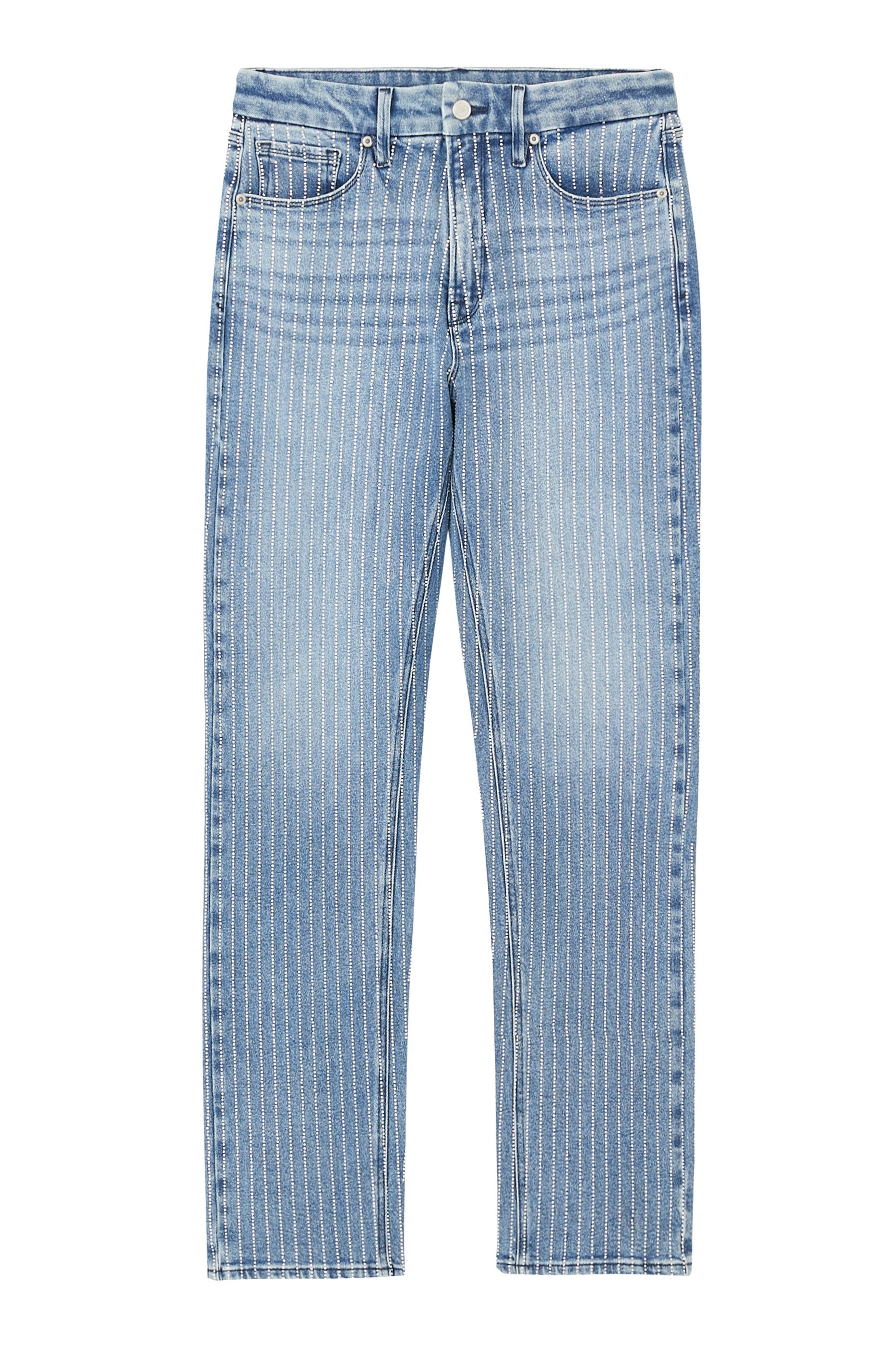Good Icon Rhinestone Straight-Leg Jeans