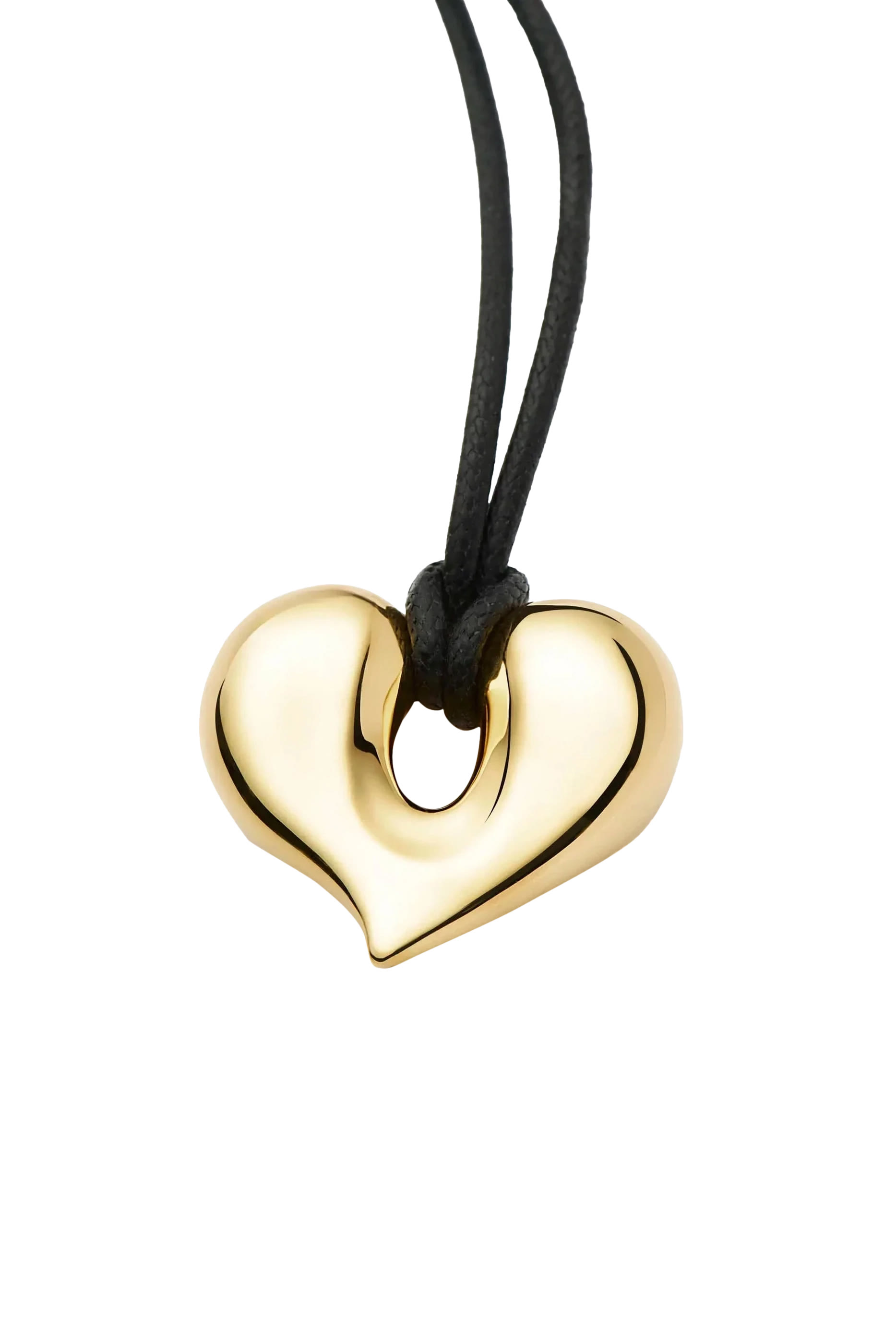  Molten Heart Pendant Cord Necklace, 18k Recycled Gold Plating on Brass