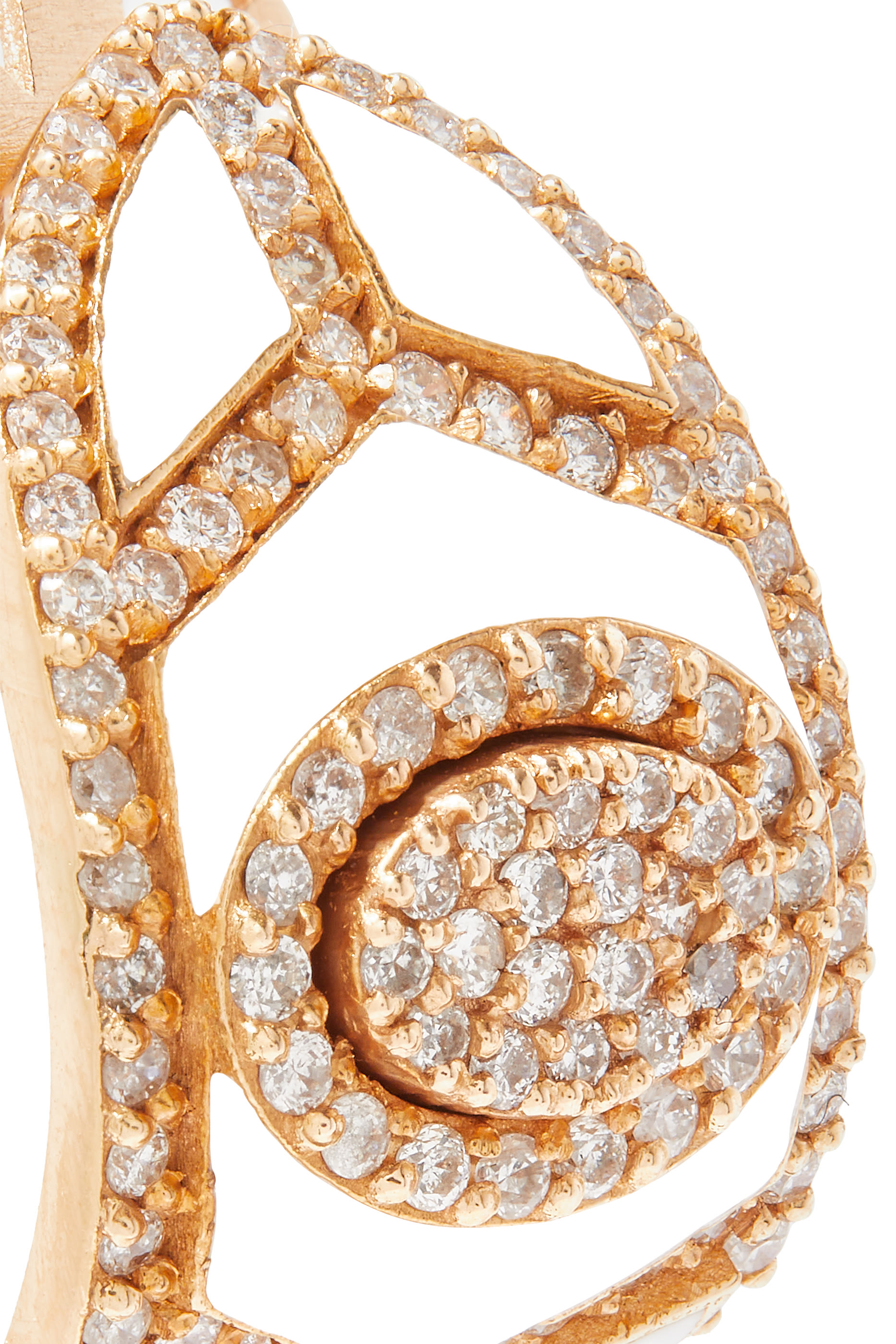 Shield Earrings White, 18k Rose Gold & Diamonds