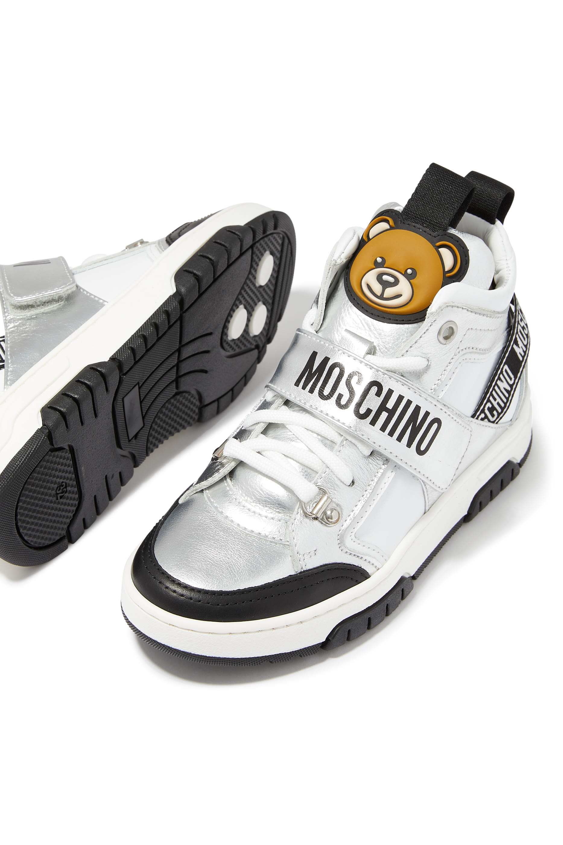 Kids Teddy Bear Leather High-Top Sneakers
