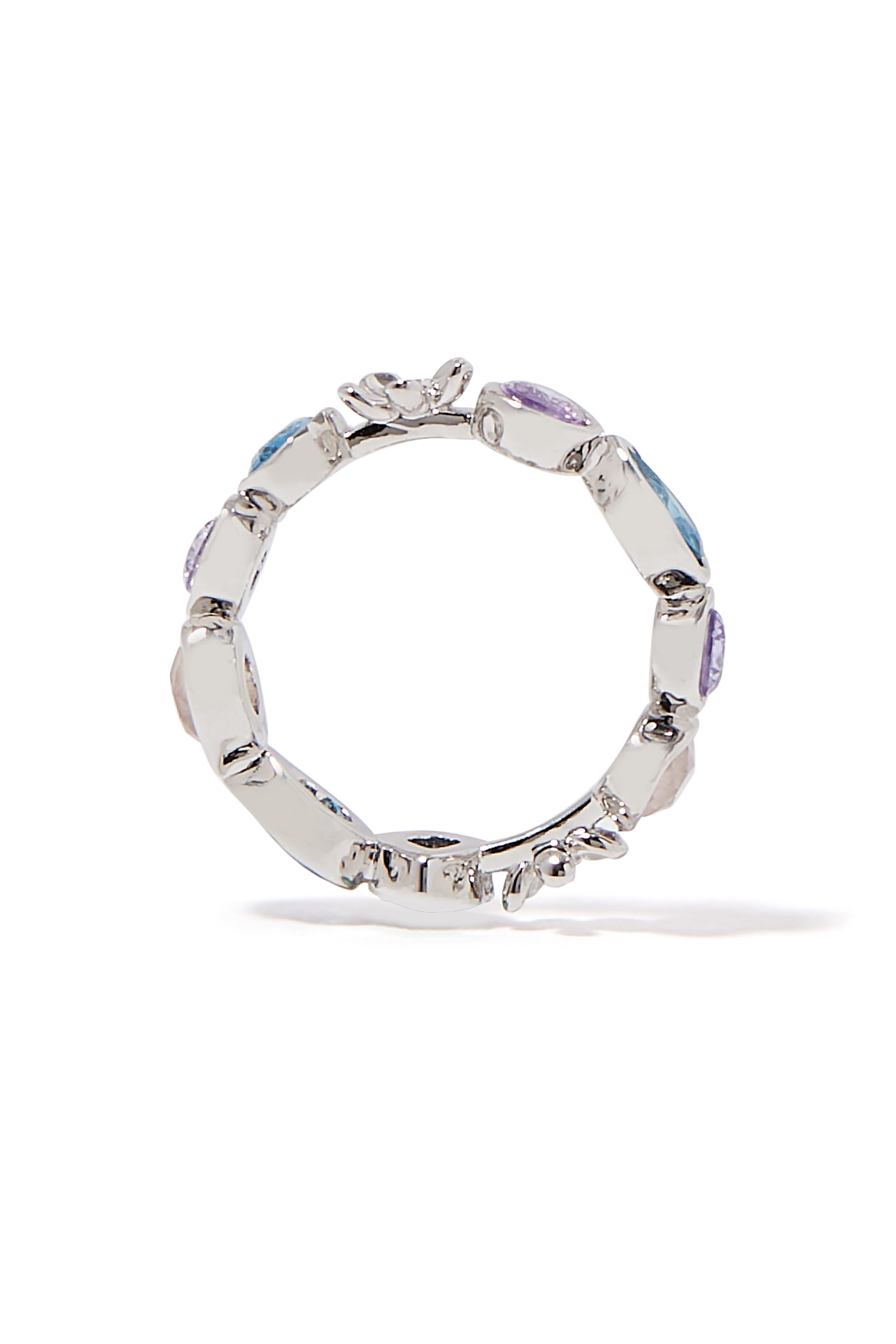 Haze Ring, Plated Metal & Cubic Zirconia, Semi-precious Dyed Quartz