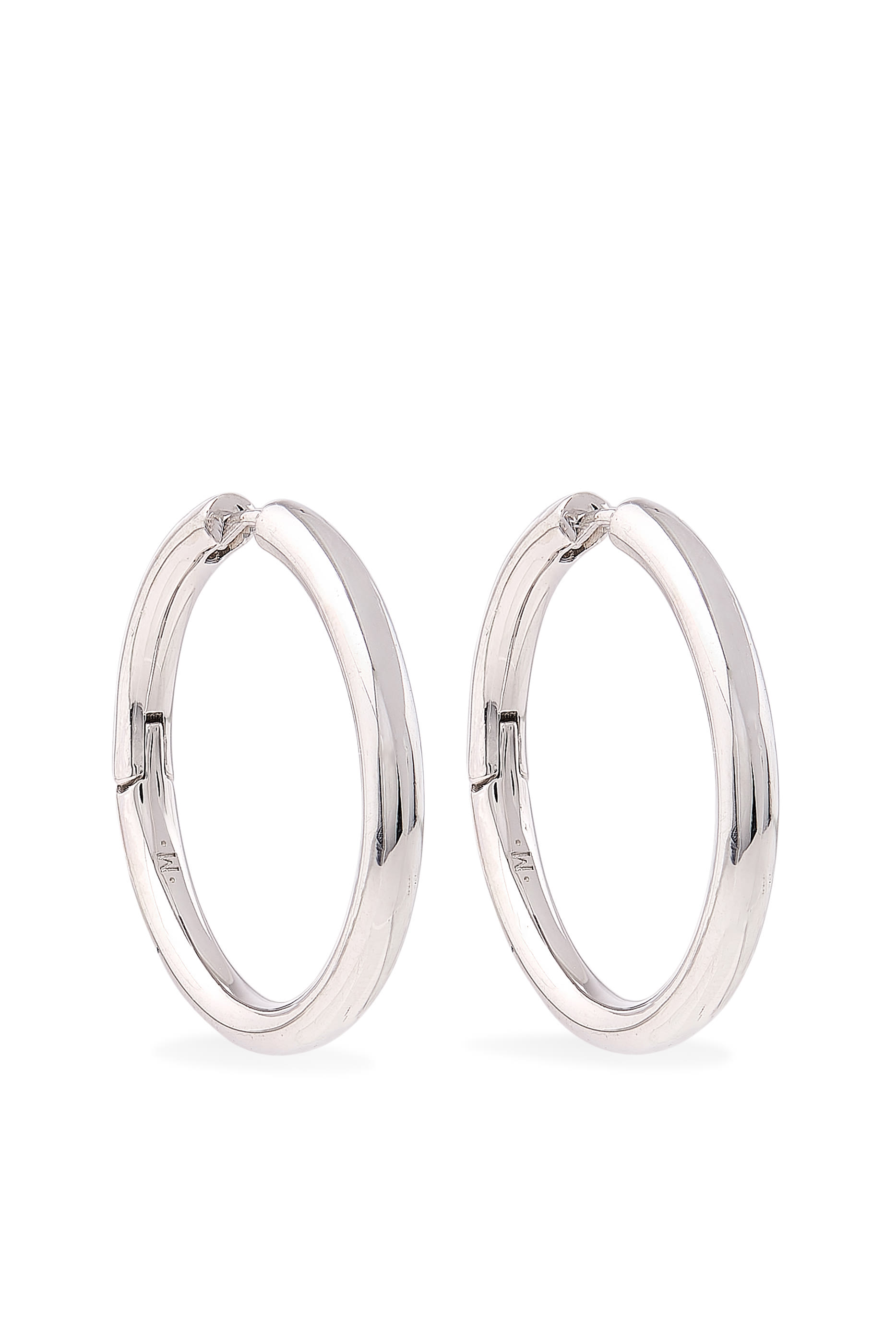 Classic Tunnel Medium Hoop Earrings, Rodium-Plated Brass