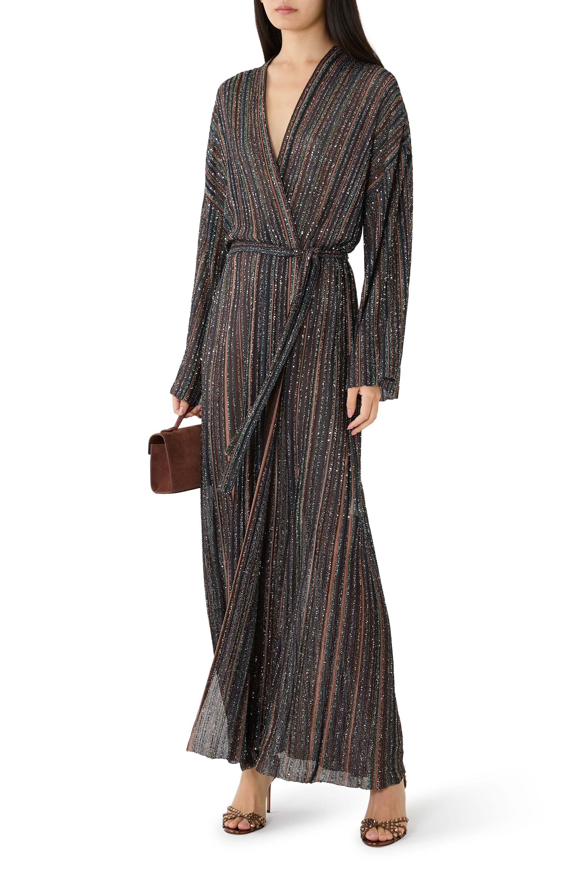  Ribbed Long Cardigan with Belt 
