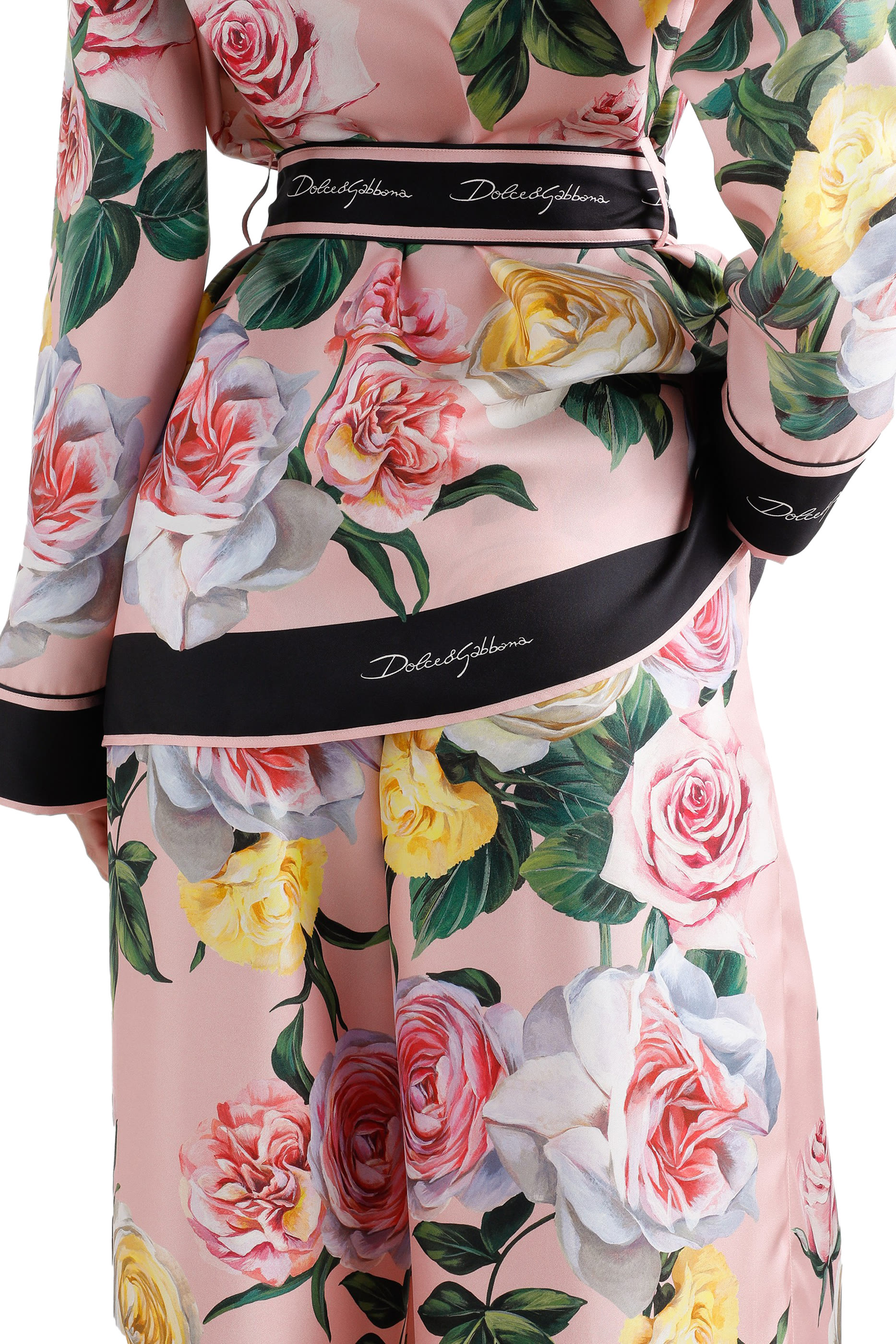 Rose and Peony Print Silk Pajama Pants