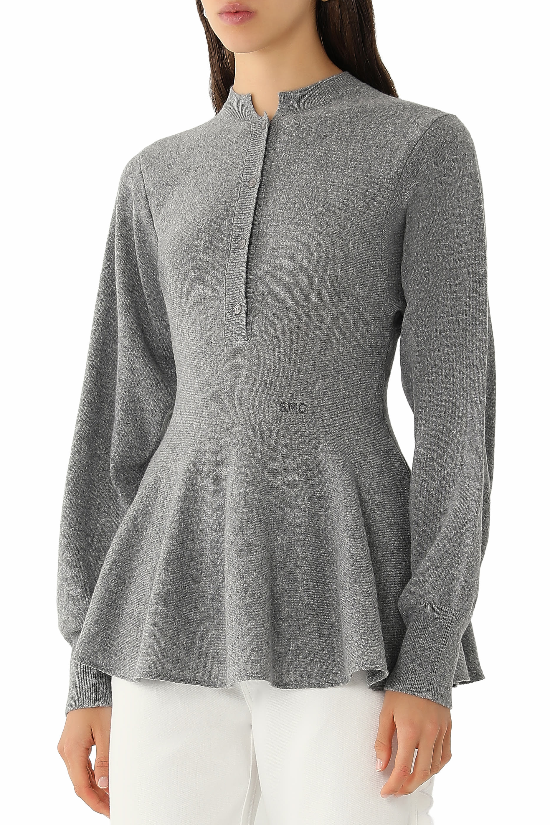 Peplum Knit Button Top 