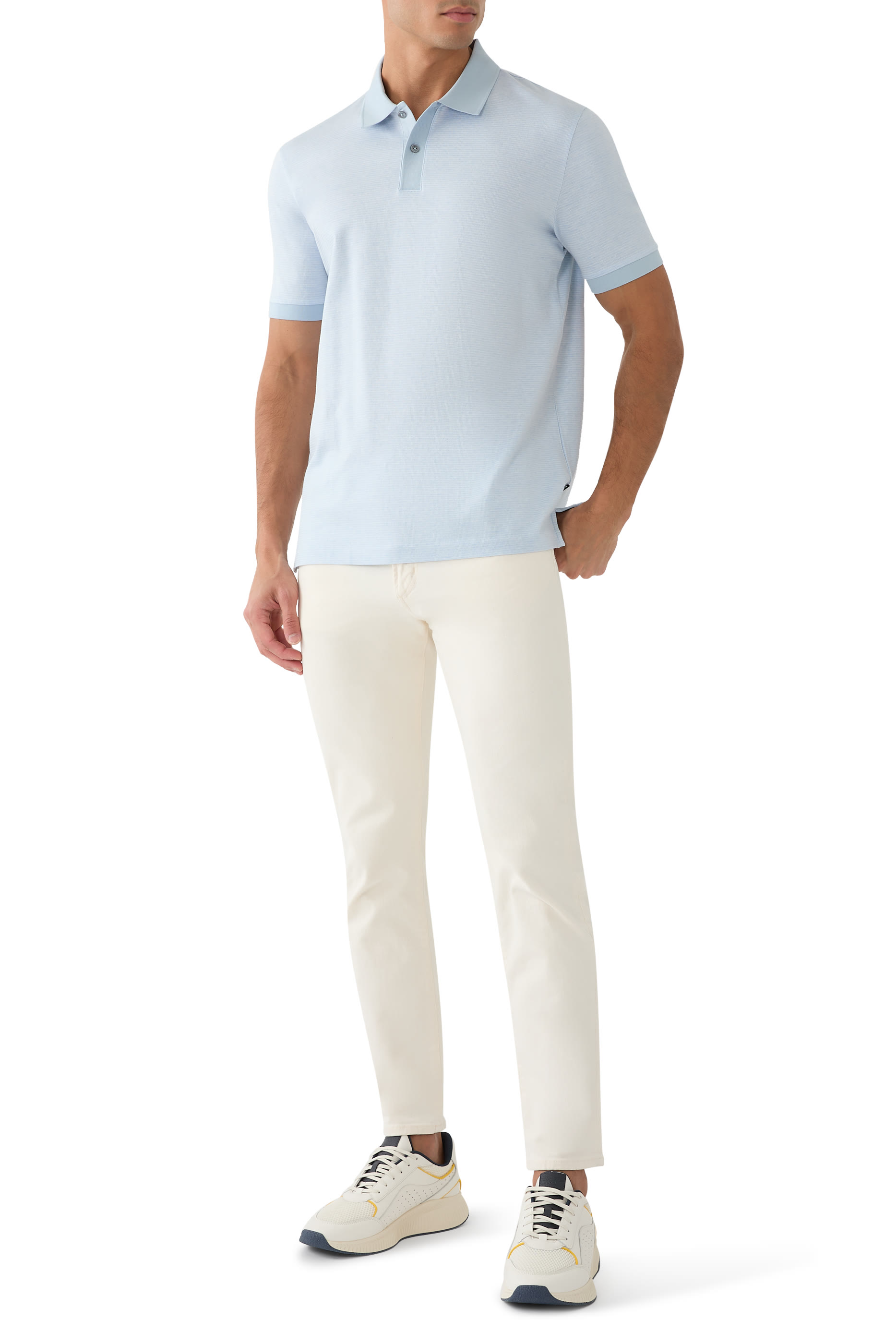 Mercerised-Cotton Polo Shirt with Micro Pattern