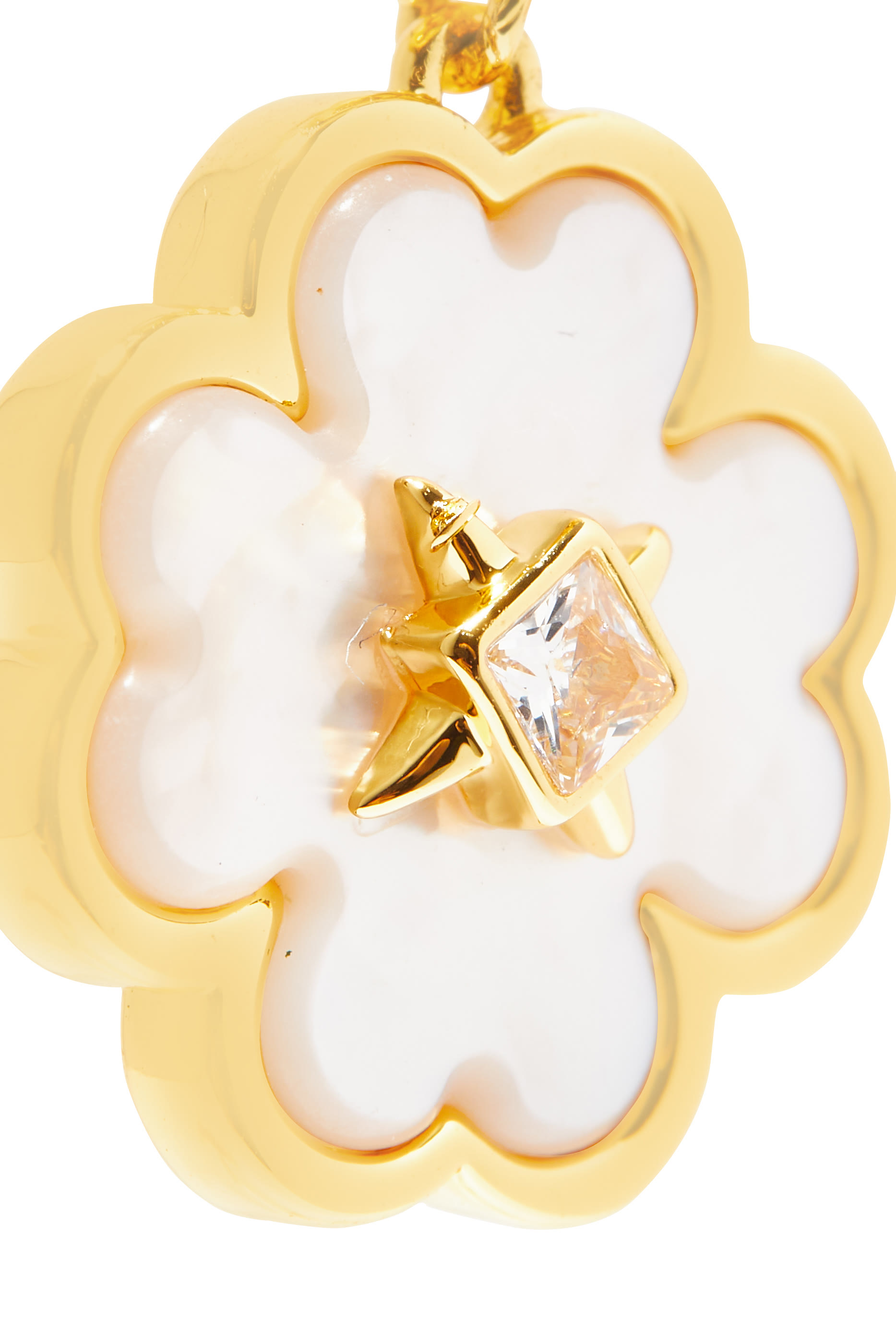 Heritage Bloom Drop Earrings, Plated Metal With Mother of Pearl & Cubic Zirconia