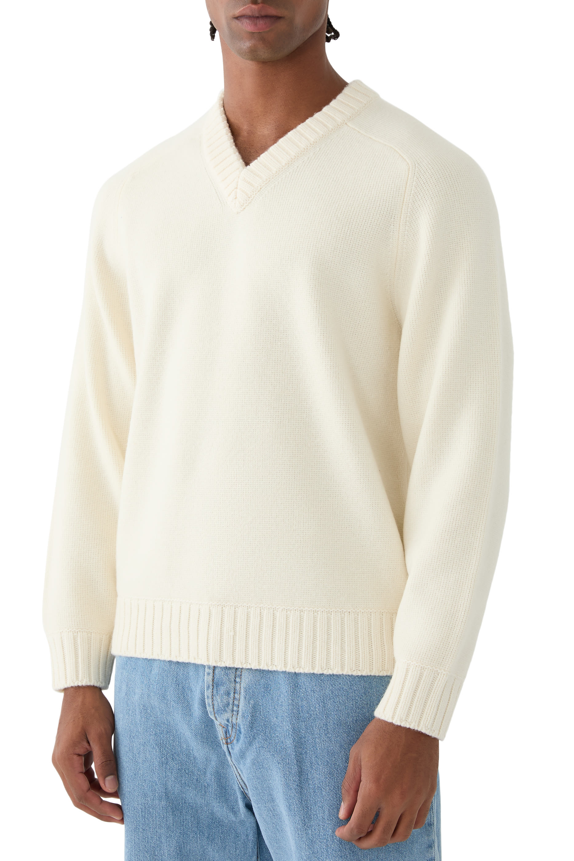 Heavy Wool Cashmere V-Neck Sweater