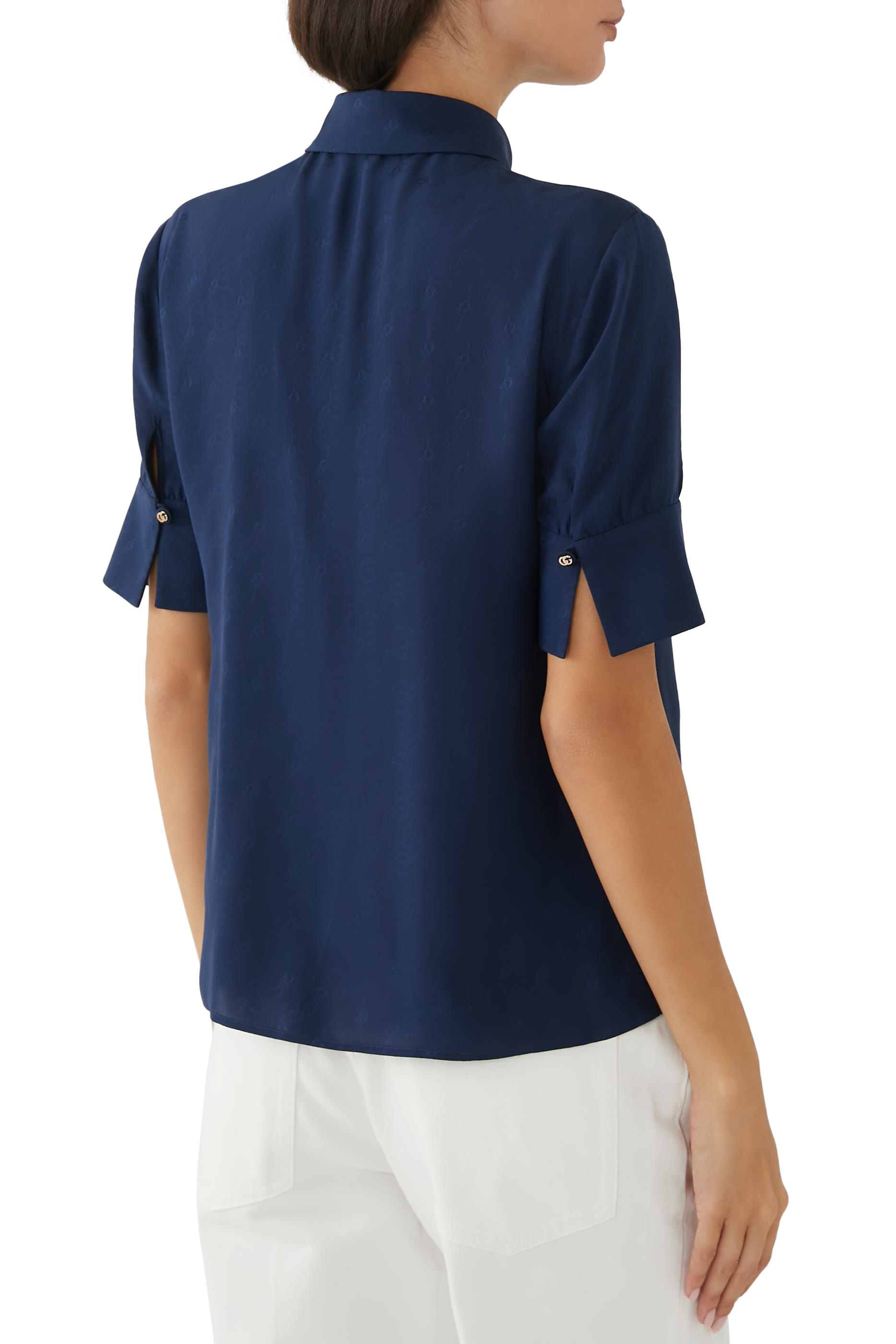 GG and Chain Silk Jacquard Shirt