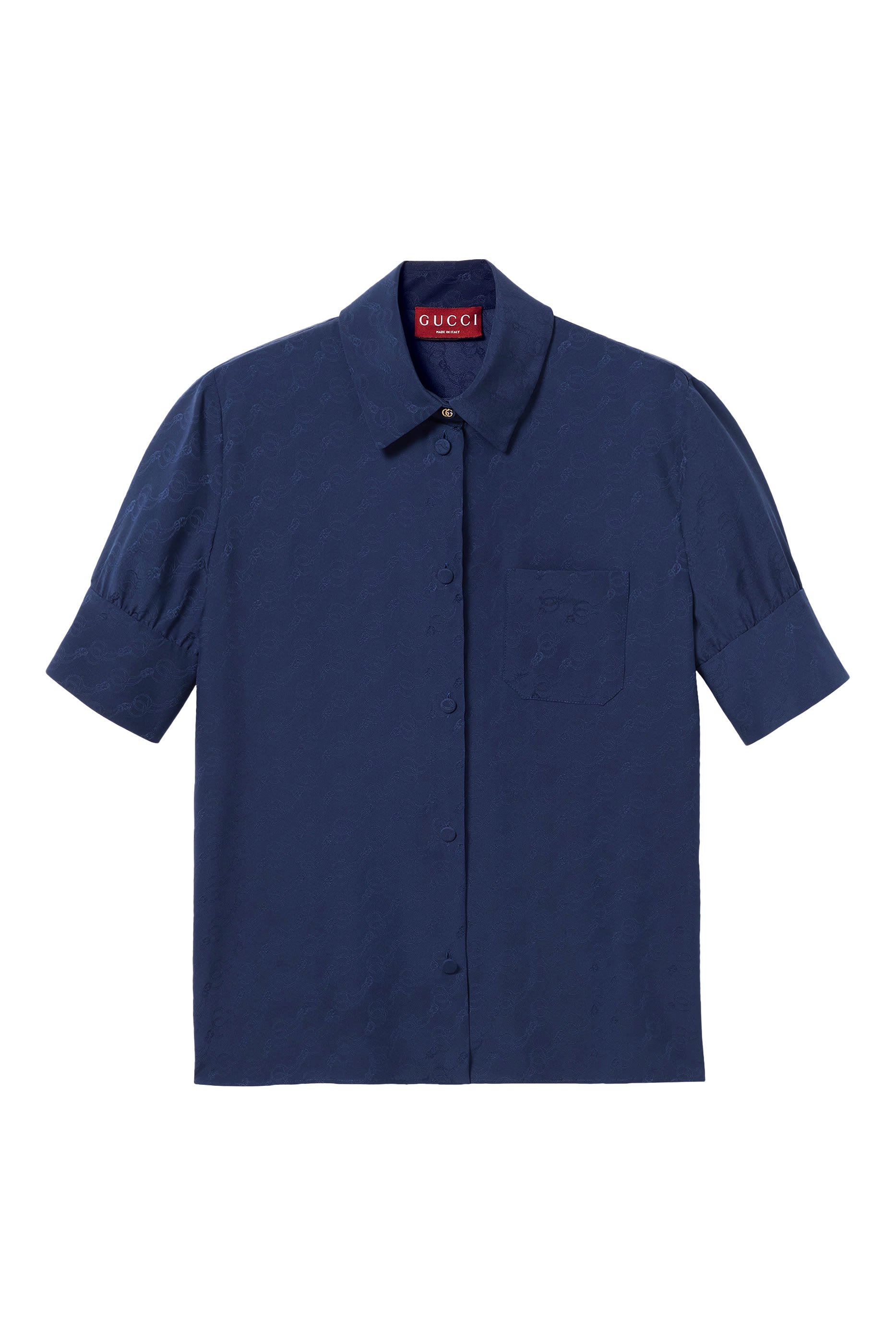 GG and Chain Silk Jacquard Shirt