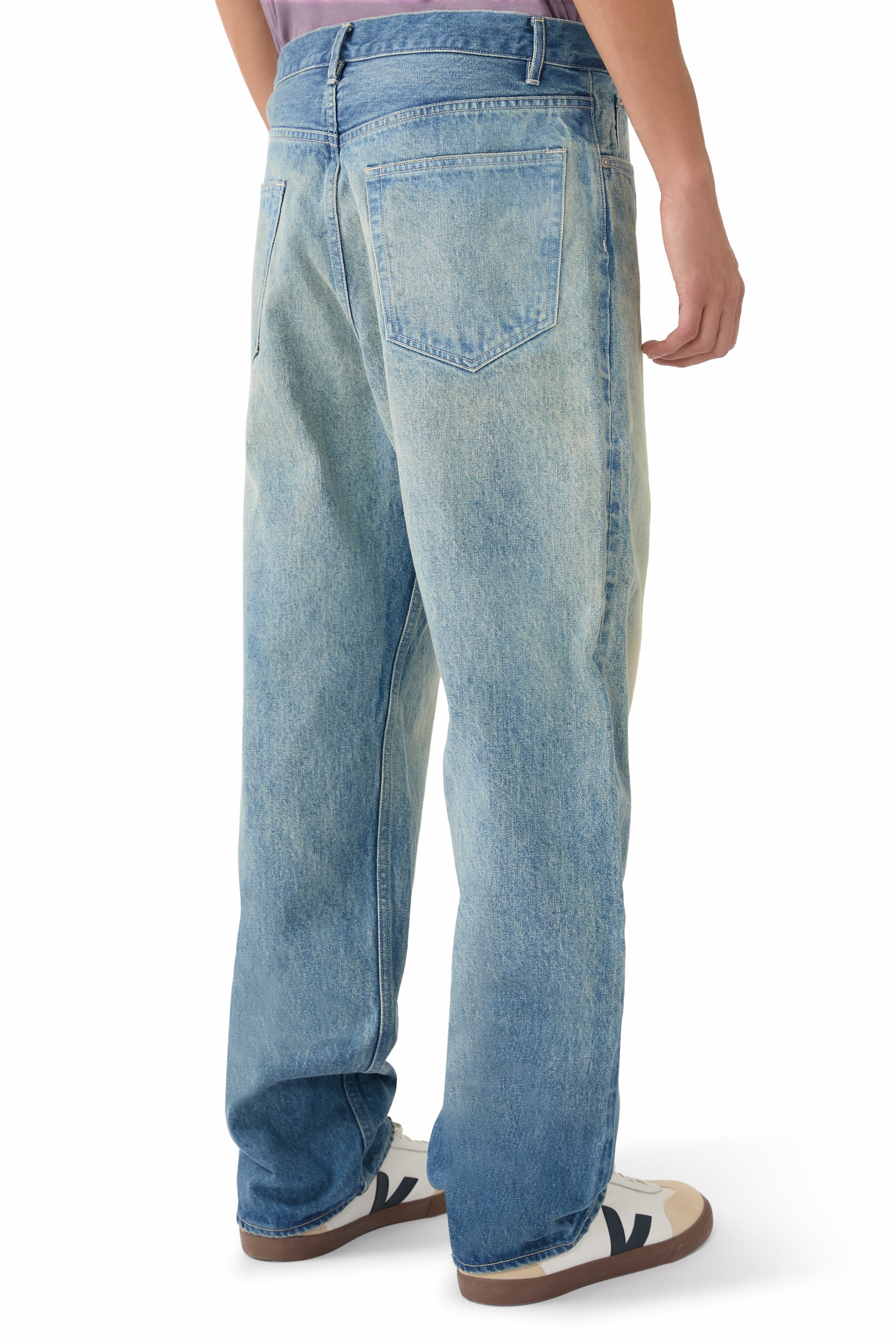 Selvedge Faded Heavy Denim Wide Pants