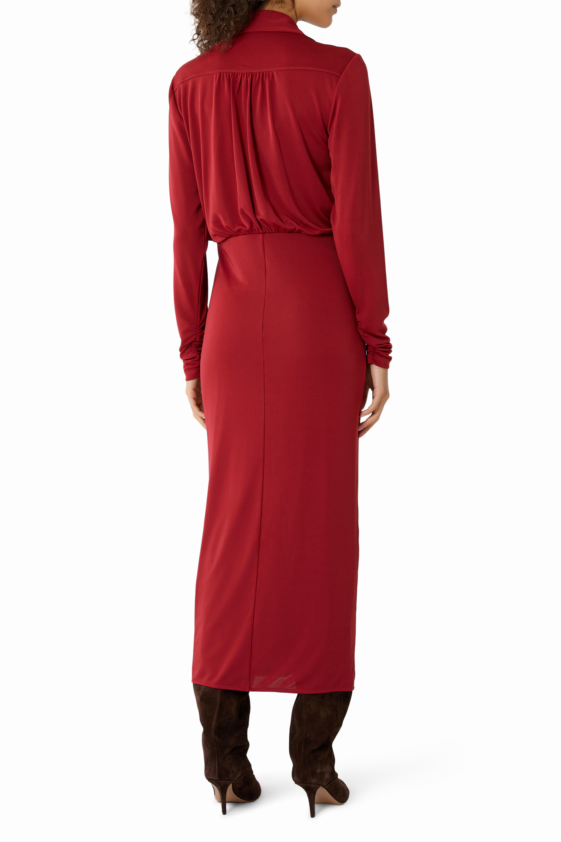 Seferina Draped Long Sleeves Jersey Dress