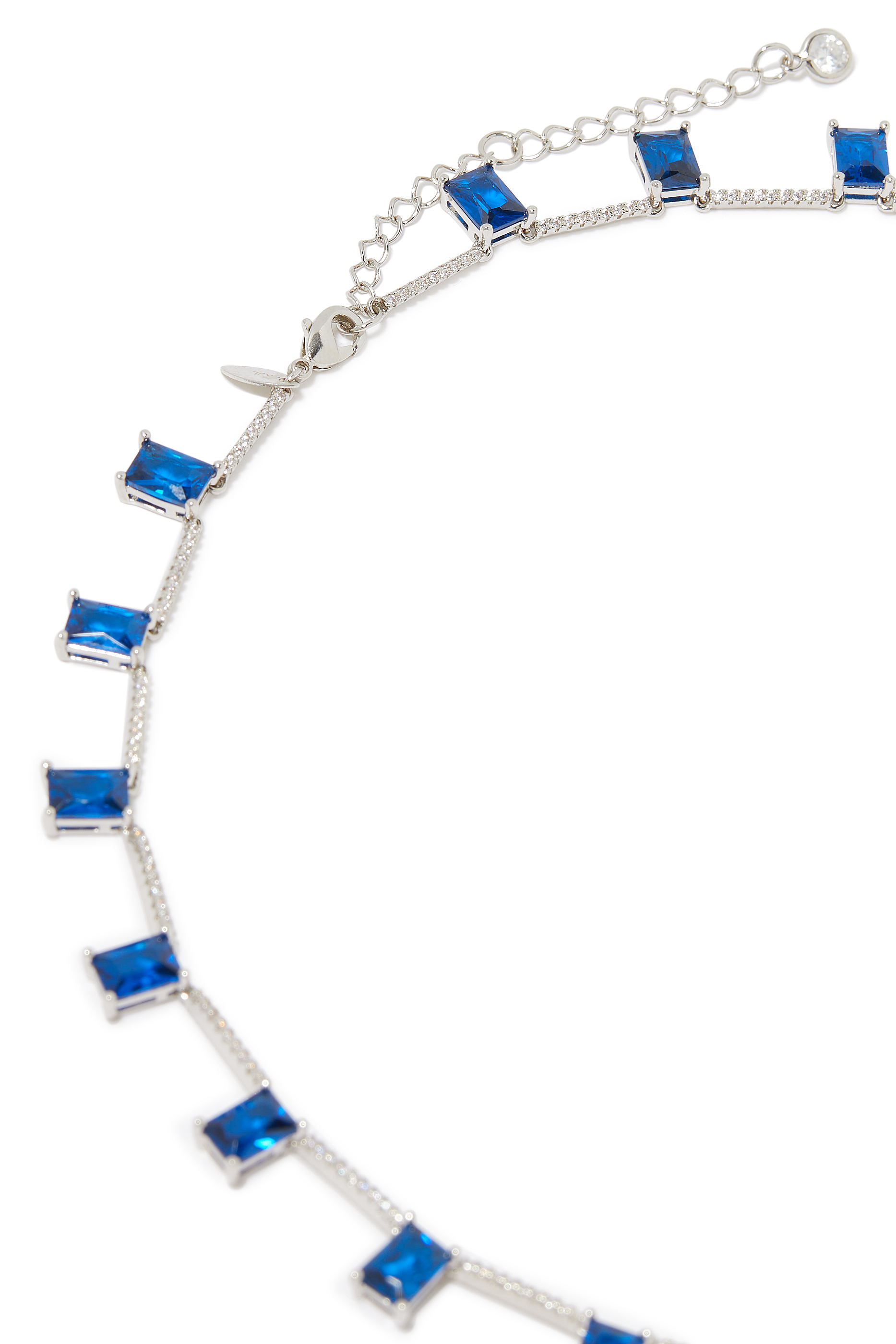 CZ Glam Necklace, Rhodium-Plated Brass & Cubic Zirconia
