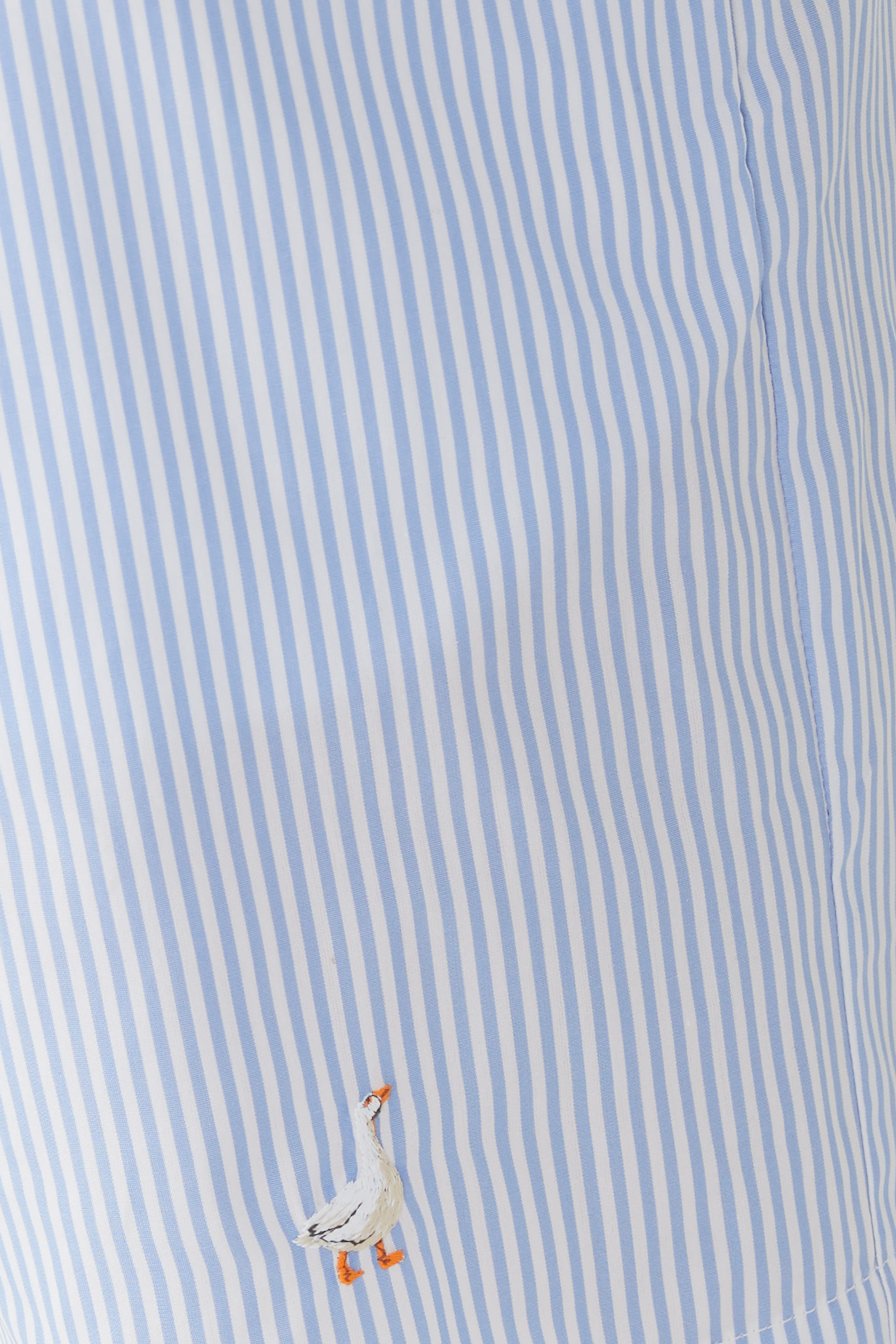Goose Embroidery Striped Poplin Shorts