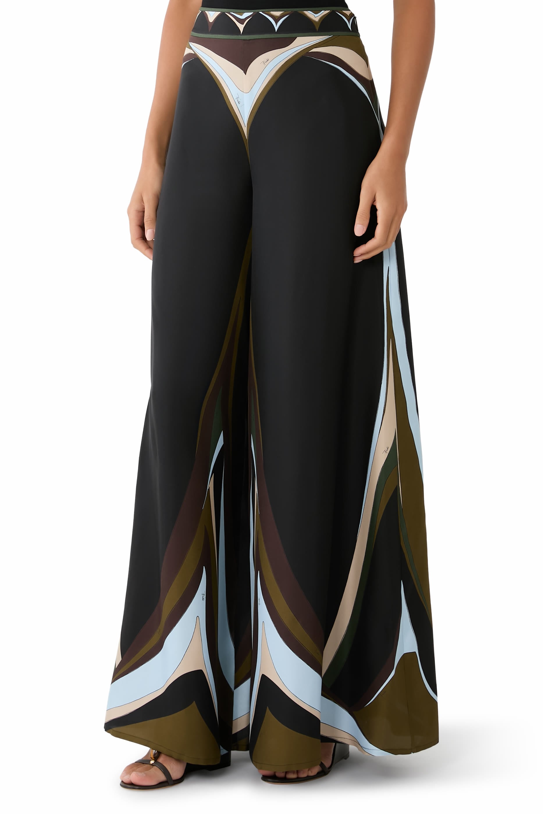 Fari Print Silk Palazzo Pants