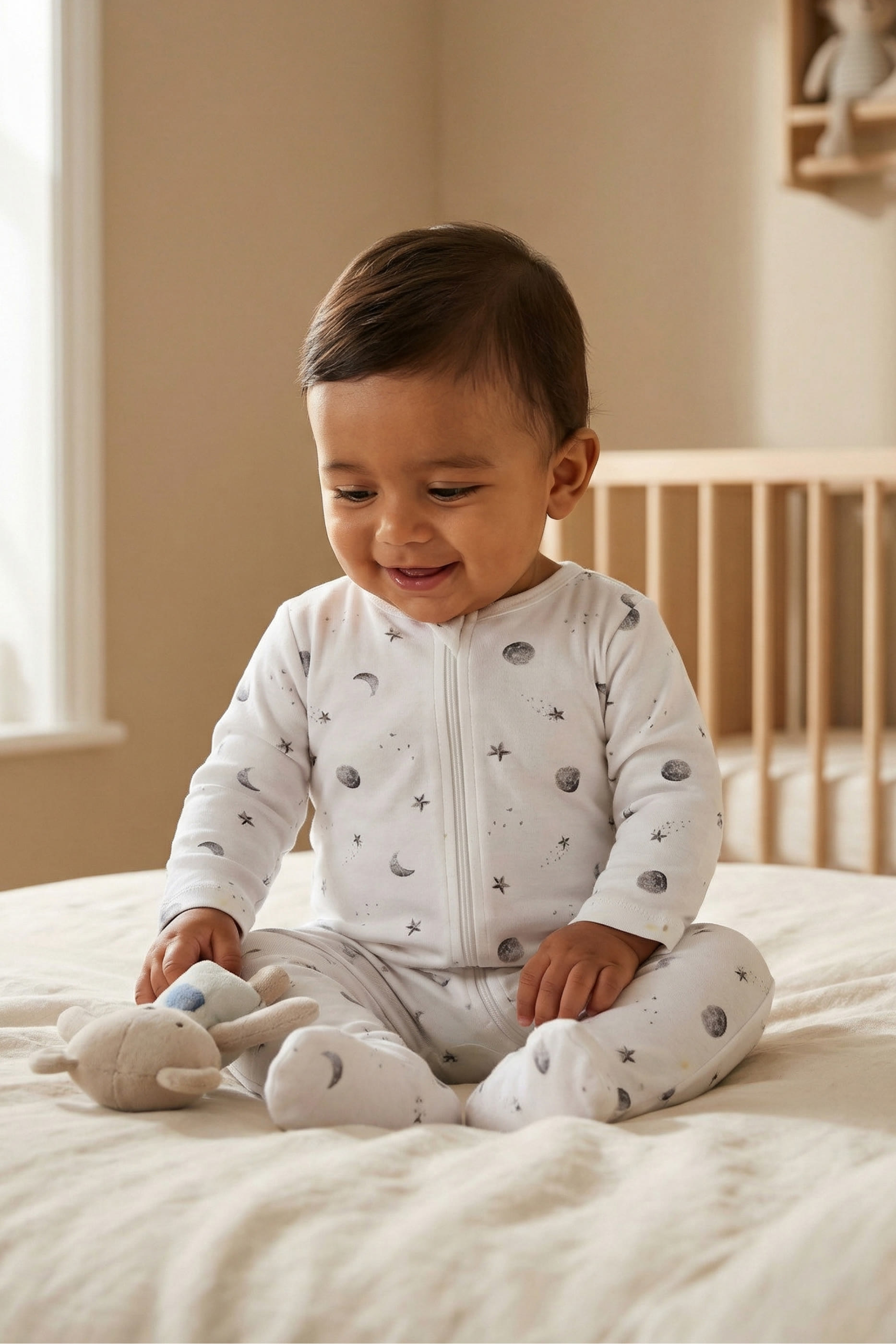 Kids  Starlit Moon Print Sleepsuit