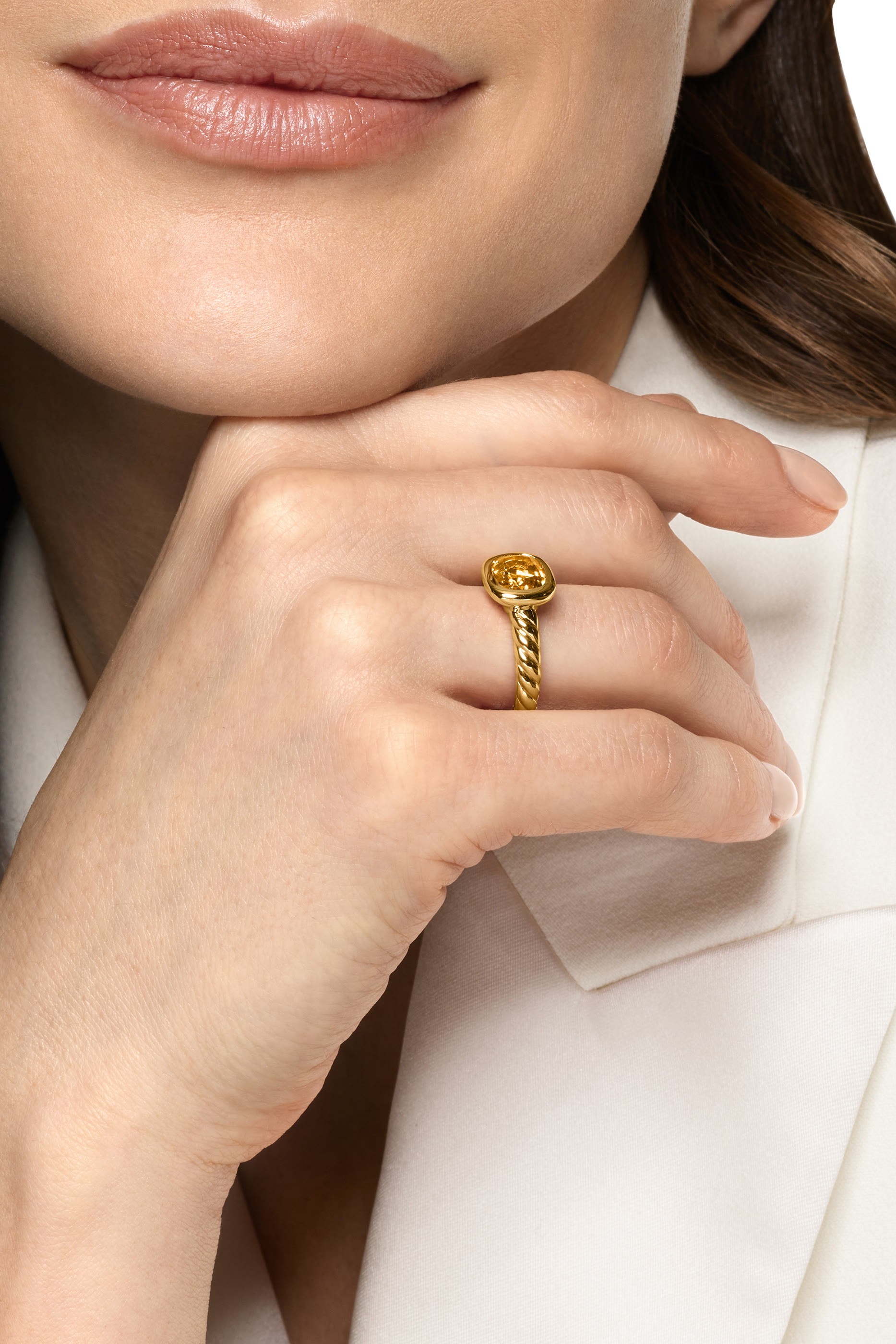 DY Mercer&reg; Stone Ring, 18k Yellow Gold & Citrine