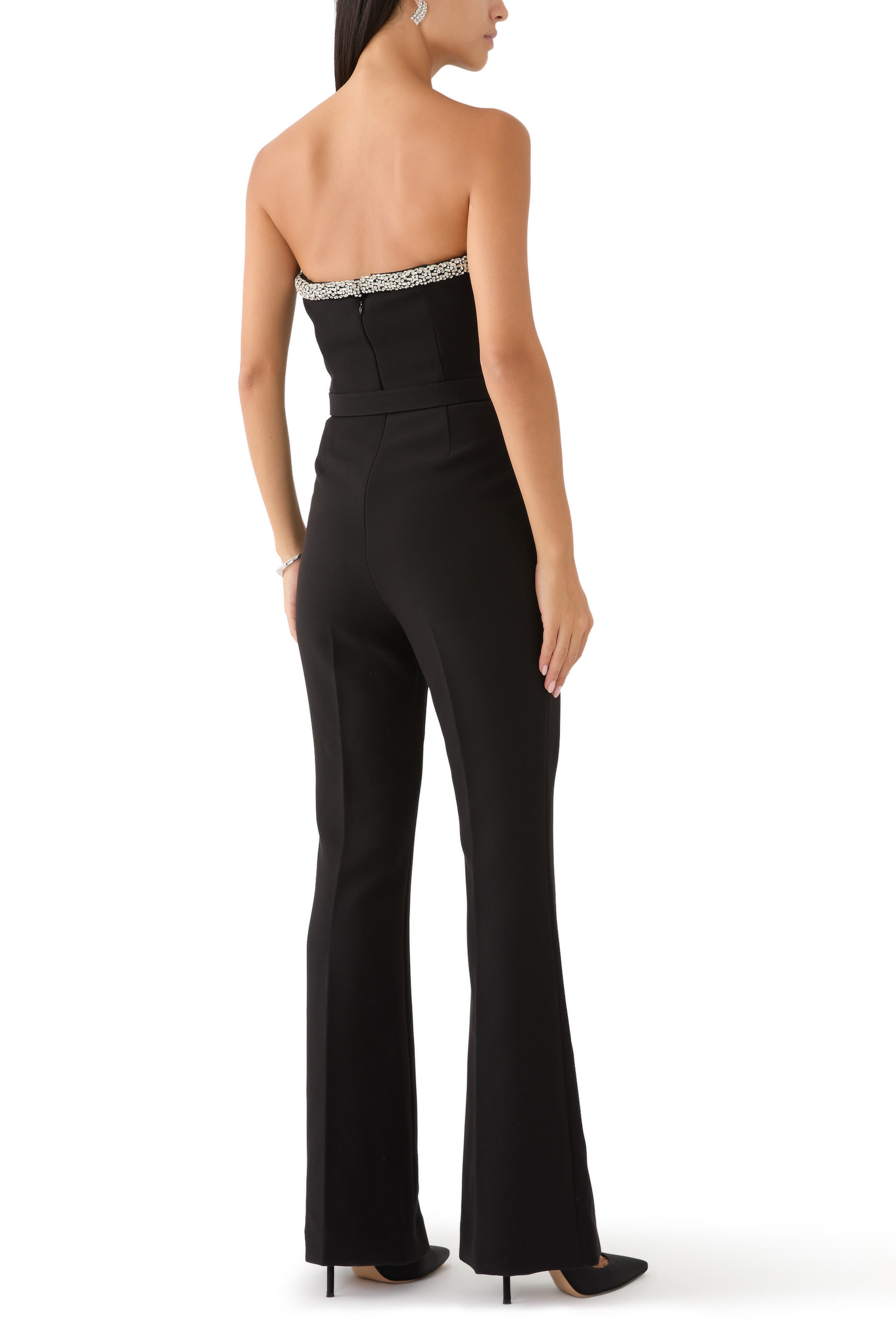Strapless Embellished Crepe Jumpsuit
