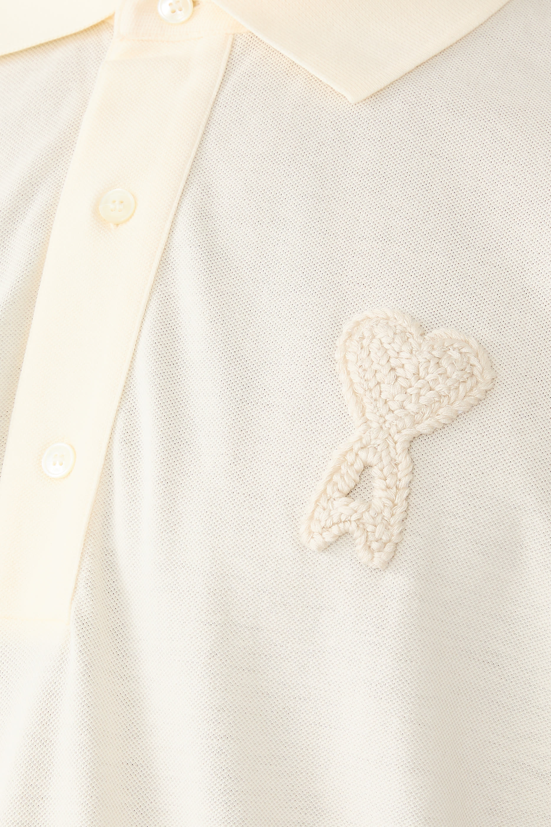 Cotton Ami De Coeur Knitted Patch Polo Shirt