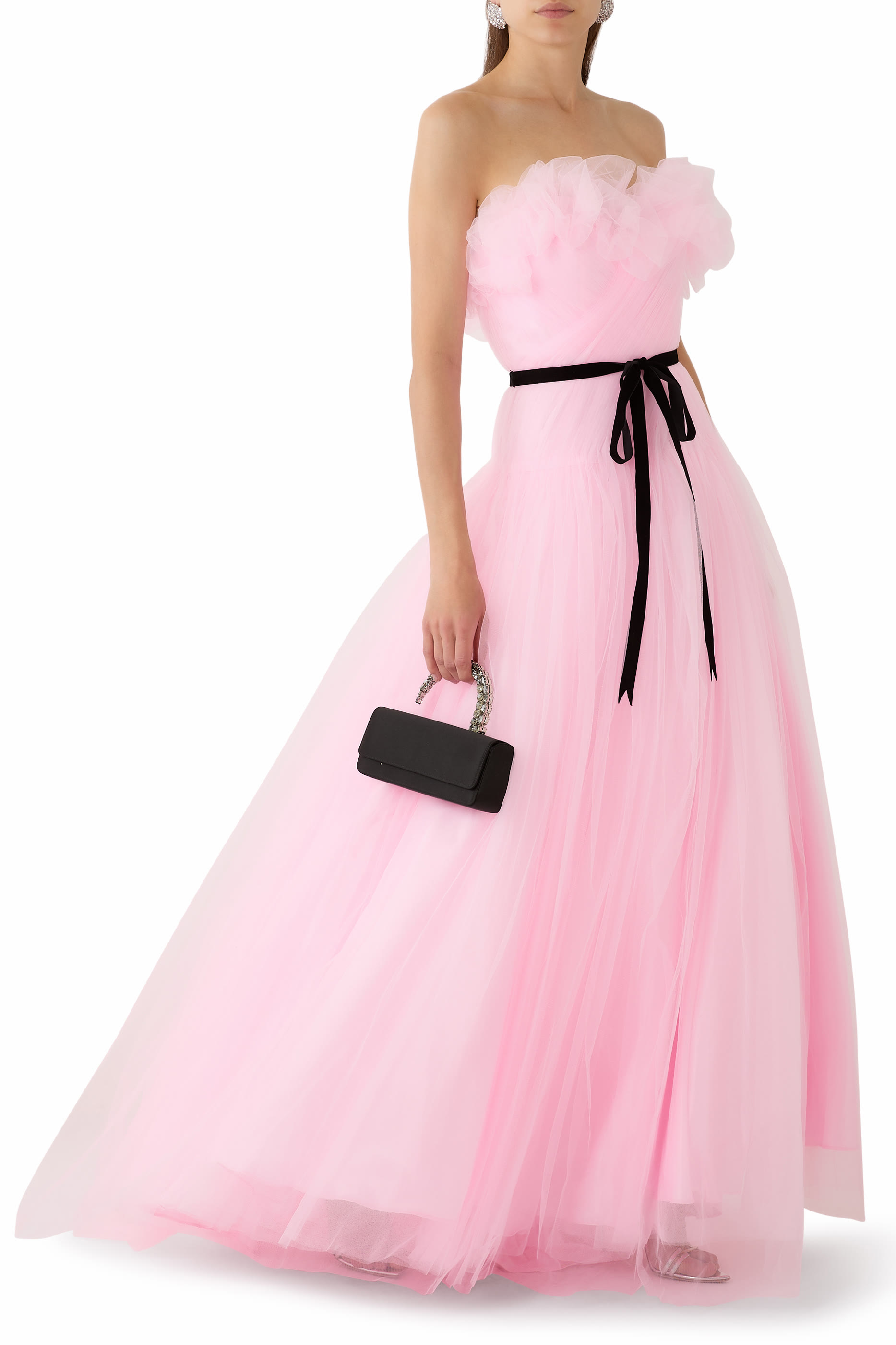 Ruffled Tulle Ball Gown