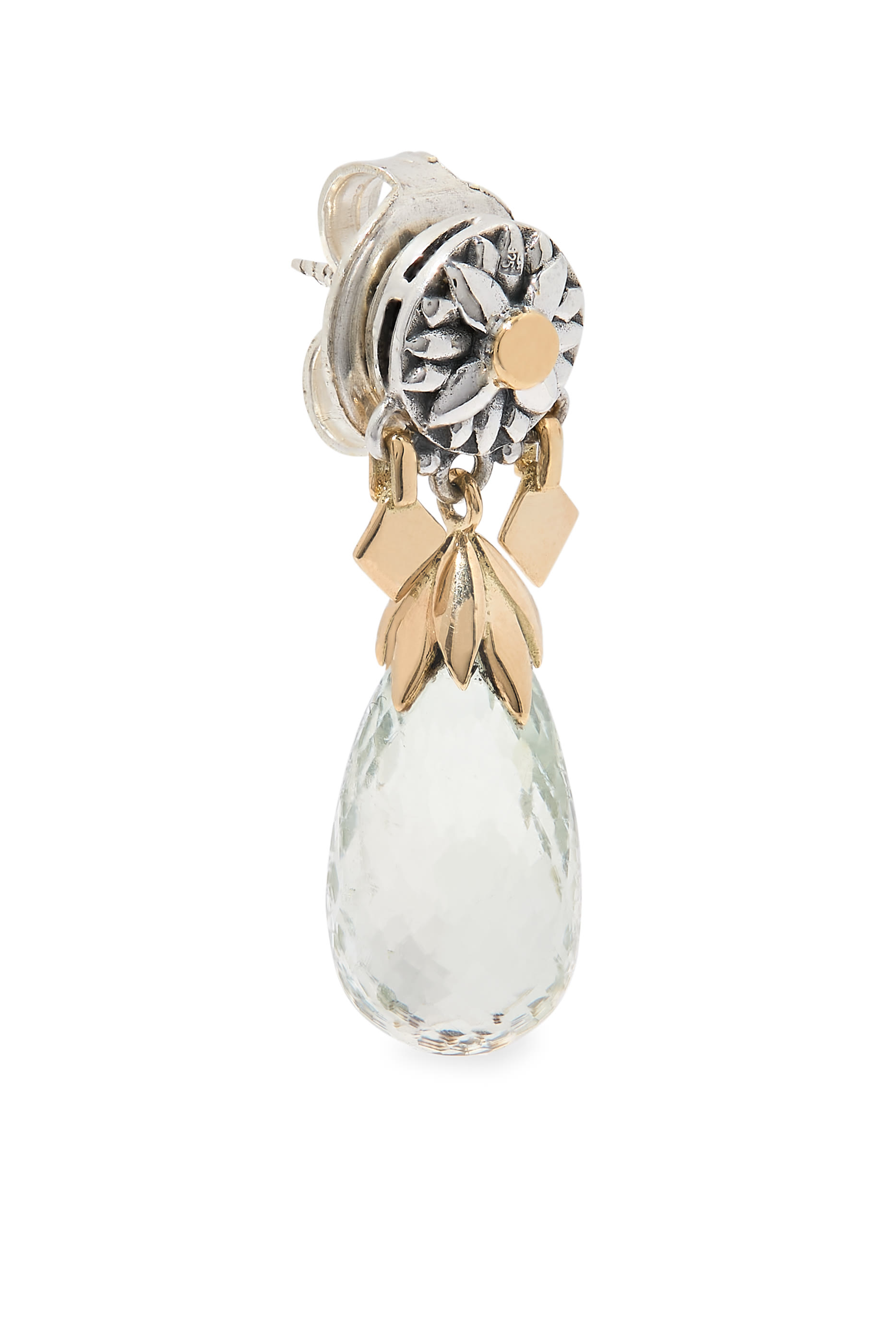 Wonders of Nature Briolette Earrings, 18k Yellow Gold, Sterling Silver & Amethyst