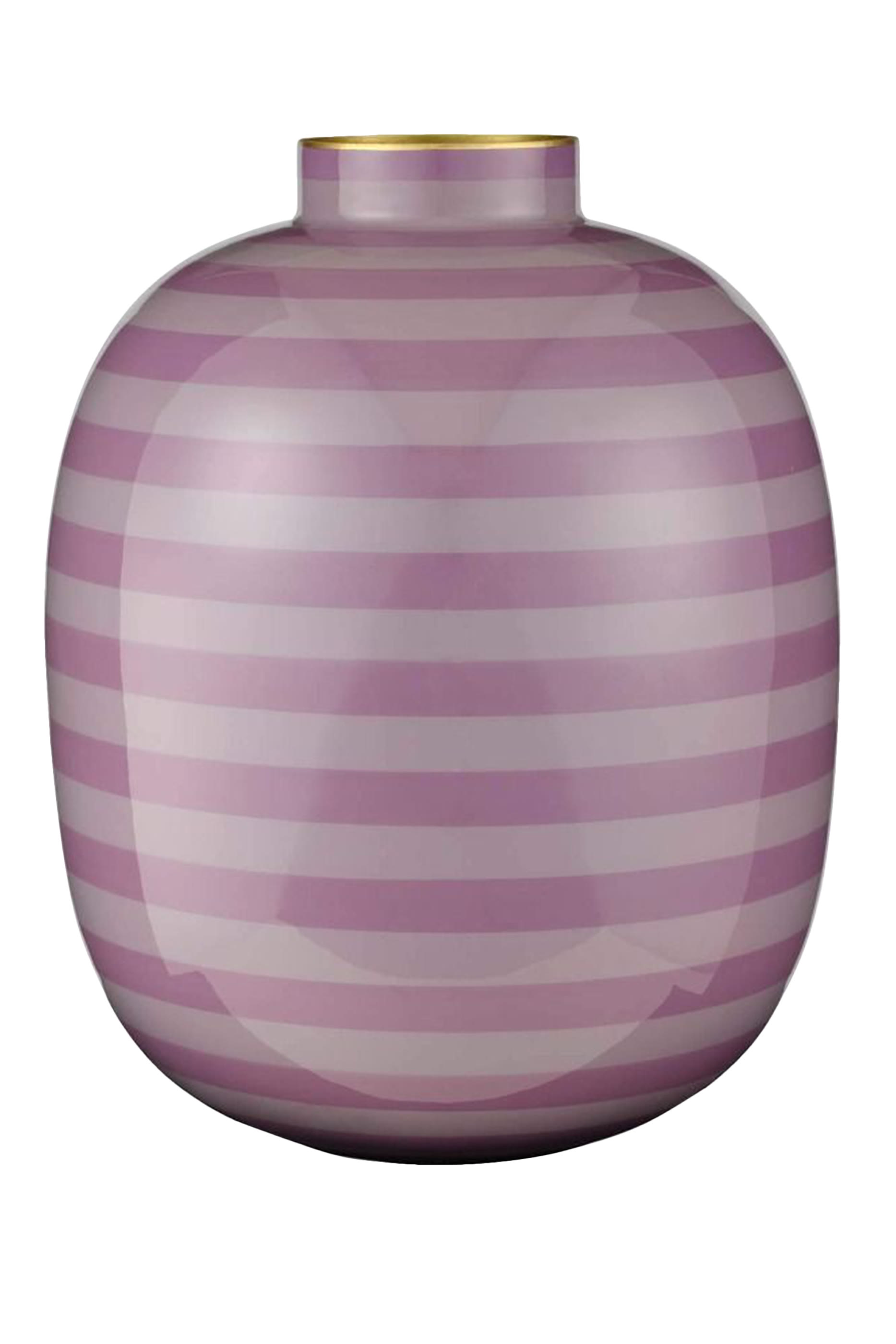Oval Stripes Metal Vase