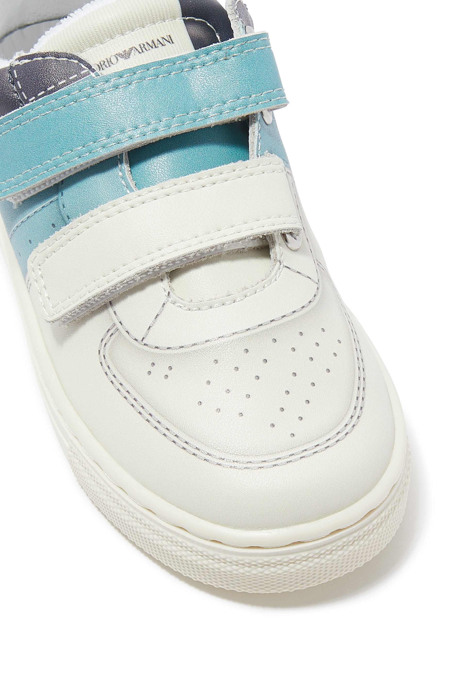 Kids Colorblock Velcro Strap Leather Sneaker