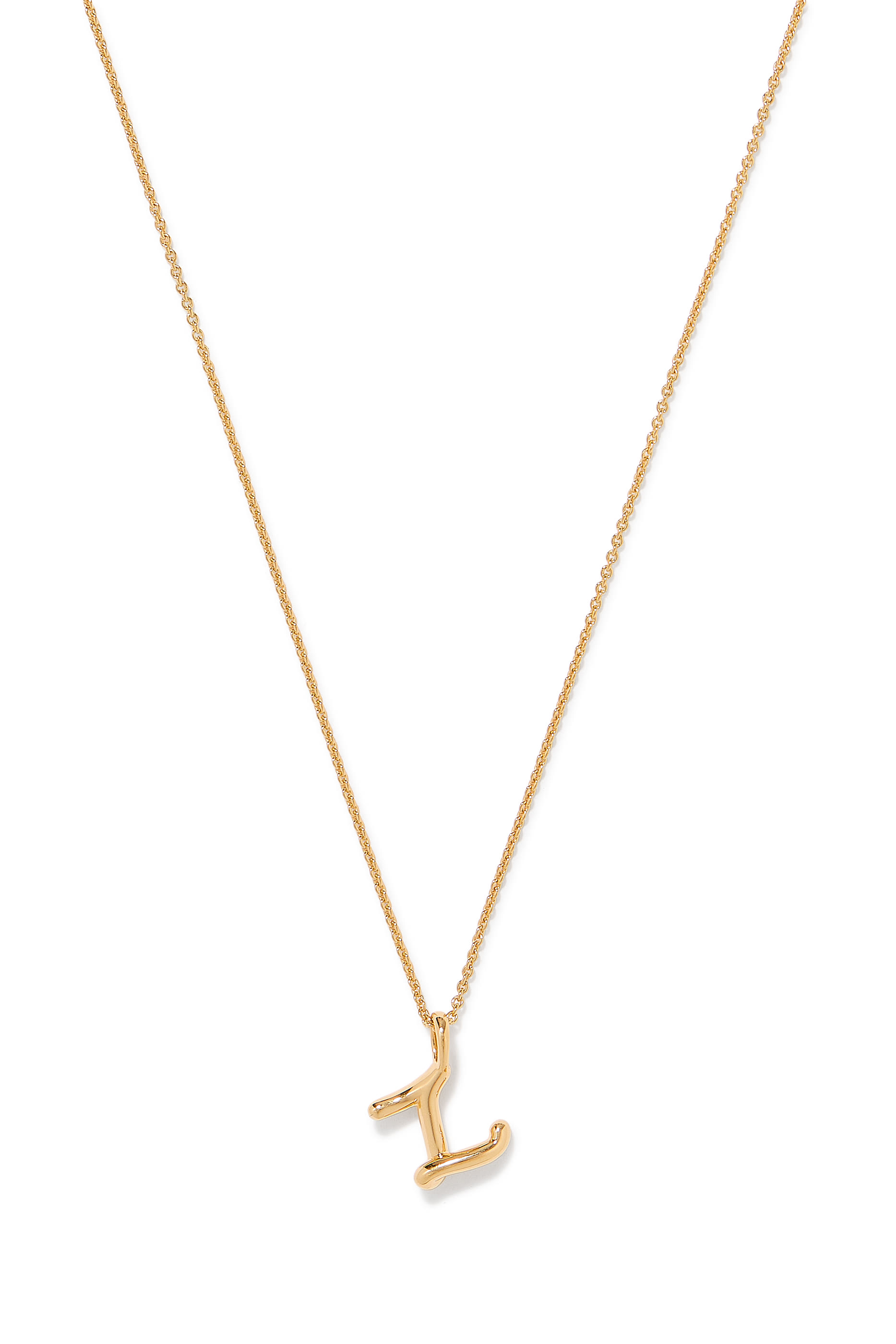 Curly Molten Mini Initial Necklace - Z, 18k Recycled Gold Vermeil on Recycled Sterling Silver