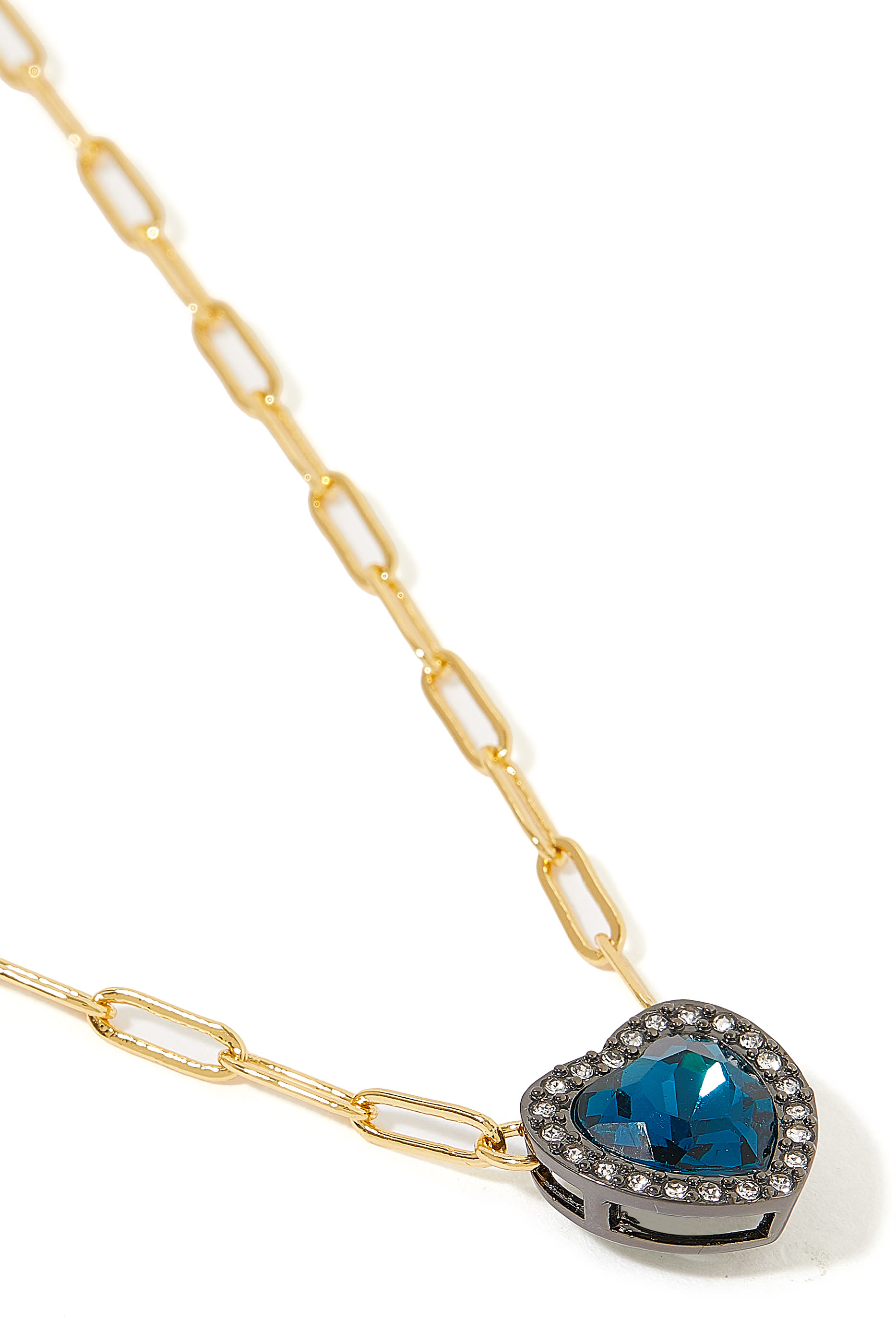 Heart Halo Necklace, Metal & Crystal