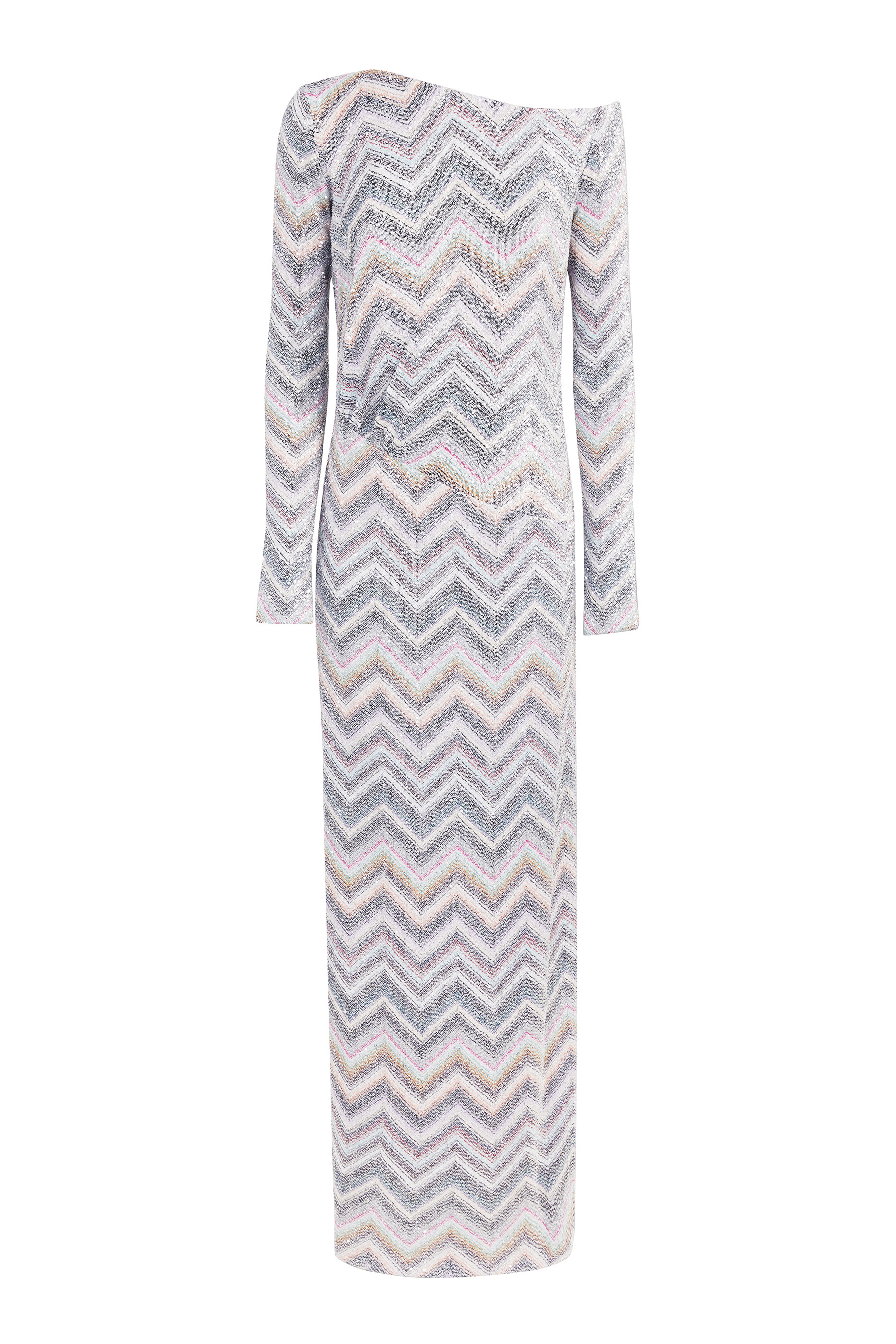 Zizgag Knit Sequin Long Dress