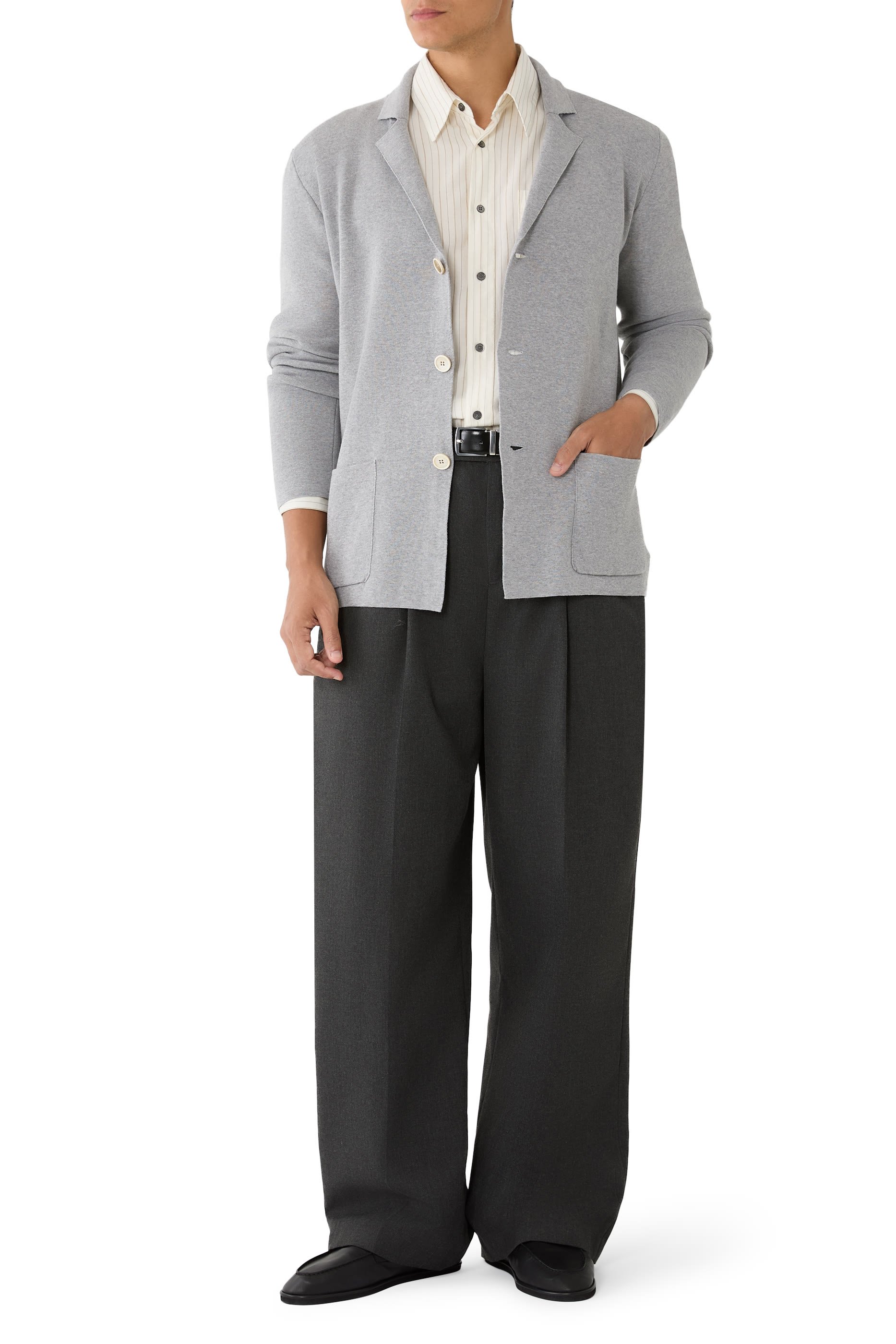 Slim Fit M&eacute;lange Effect Cotton Jacket