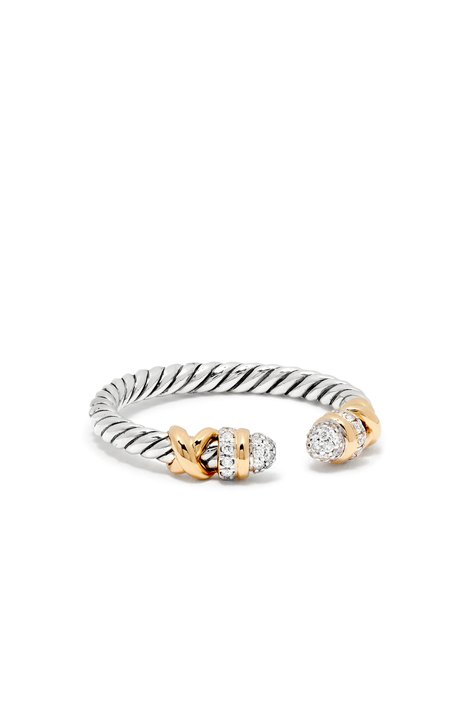 Petite Helena Open Ring, 18K Yellow Gold, Diamonds & Sterling Silver