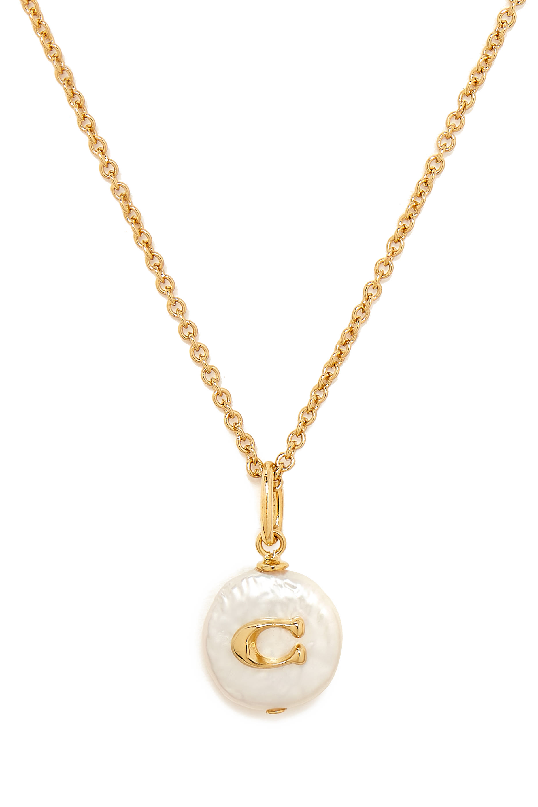 Signature Coin Pearl Pendant Necklace