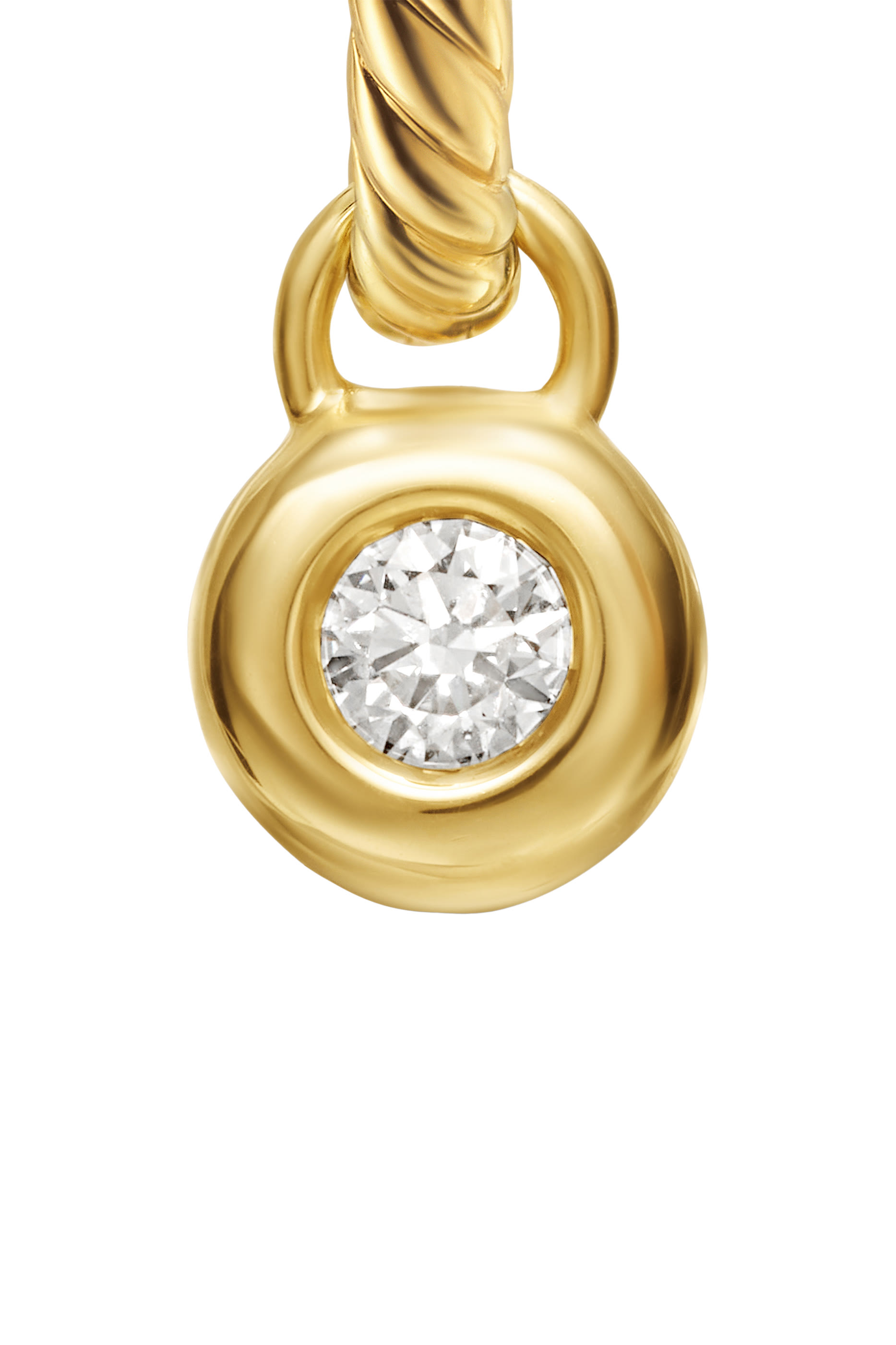 Petite Cable Huggie Drop Earrings, 18k Yellow Gold & Diamonds