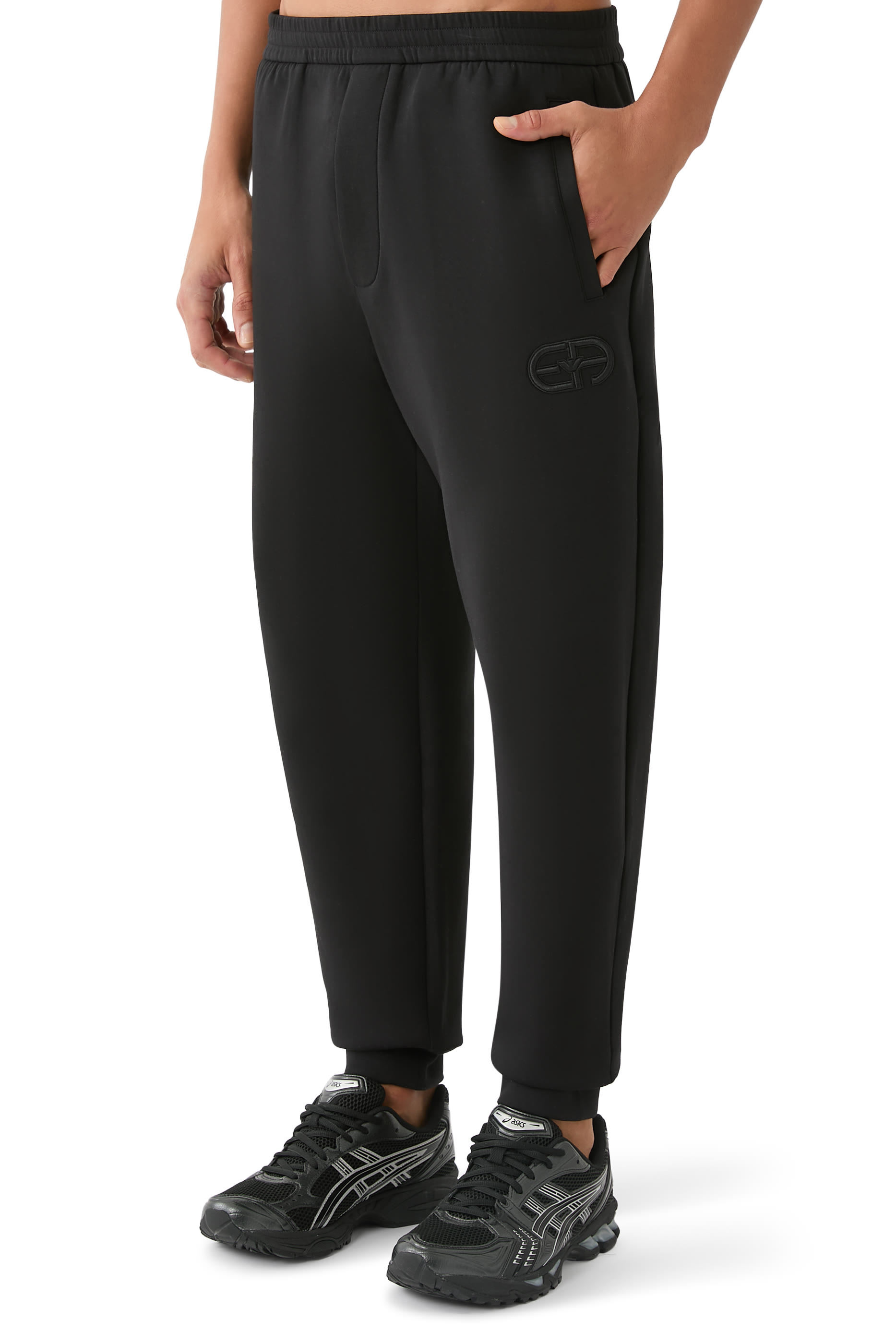 Embossed Embroidered EA Logo Double-Jersey Joggers