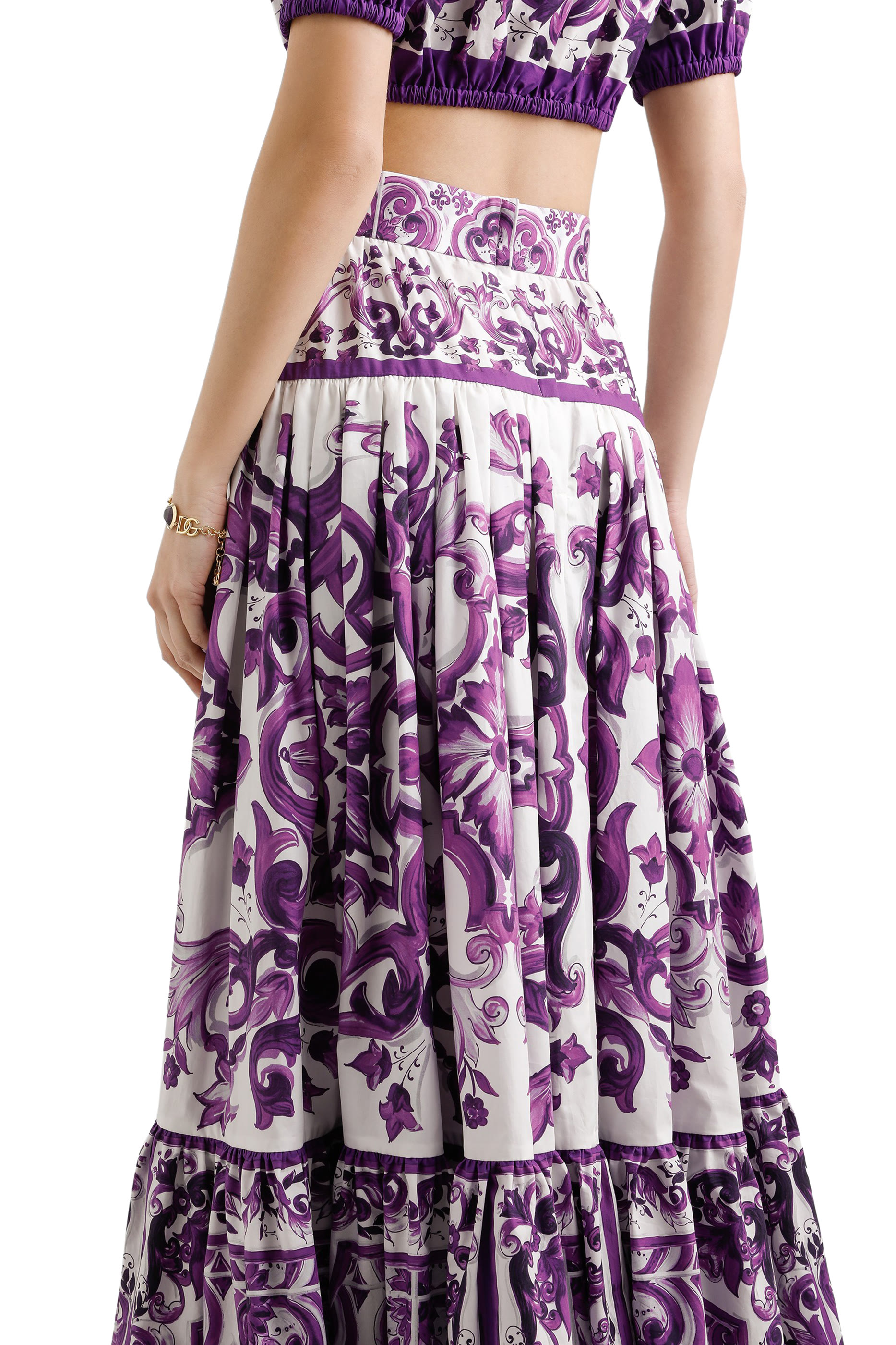 Majolica-Print Long Skirt 