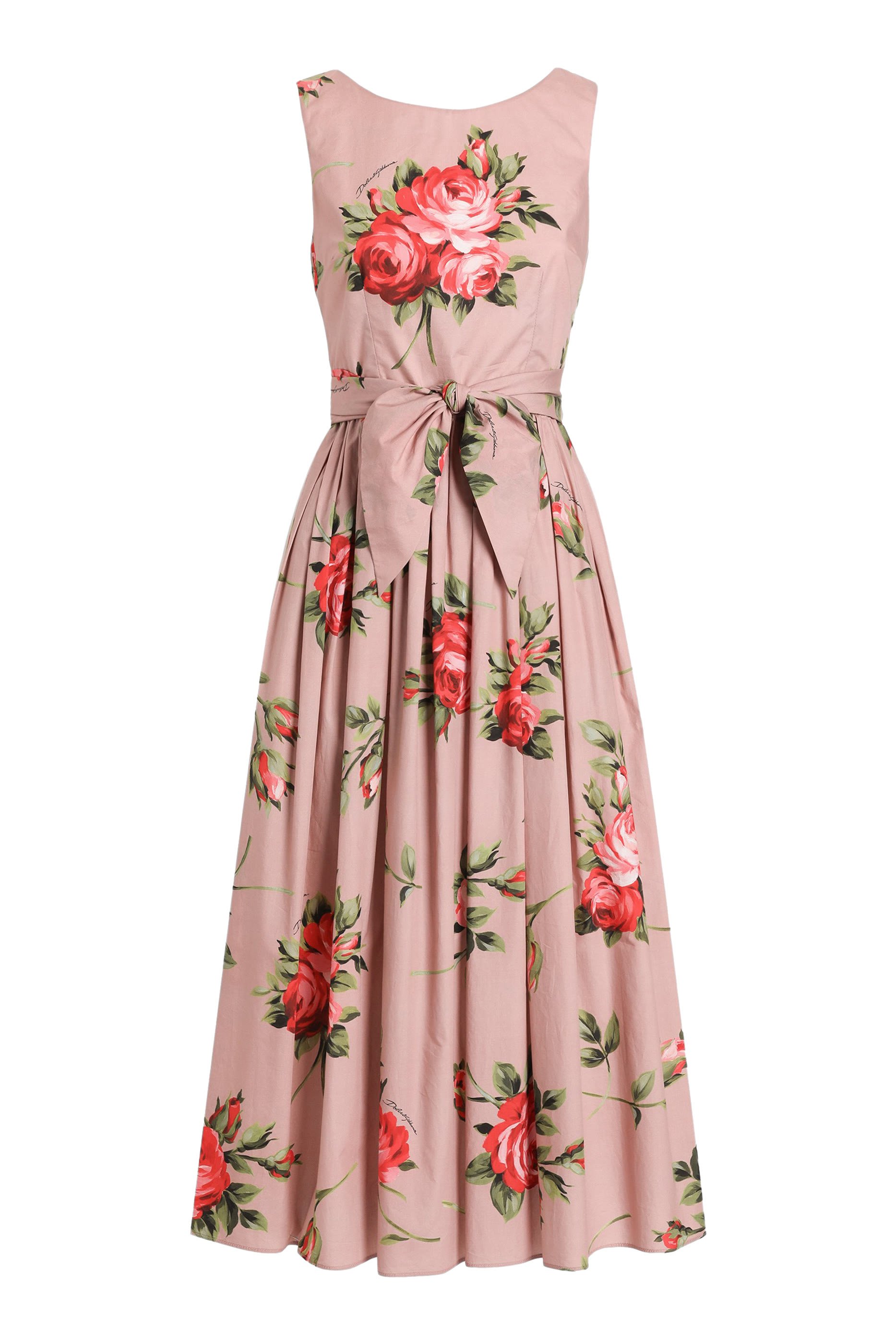 Rose Bouquet-Print Cotton Dress