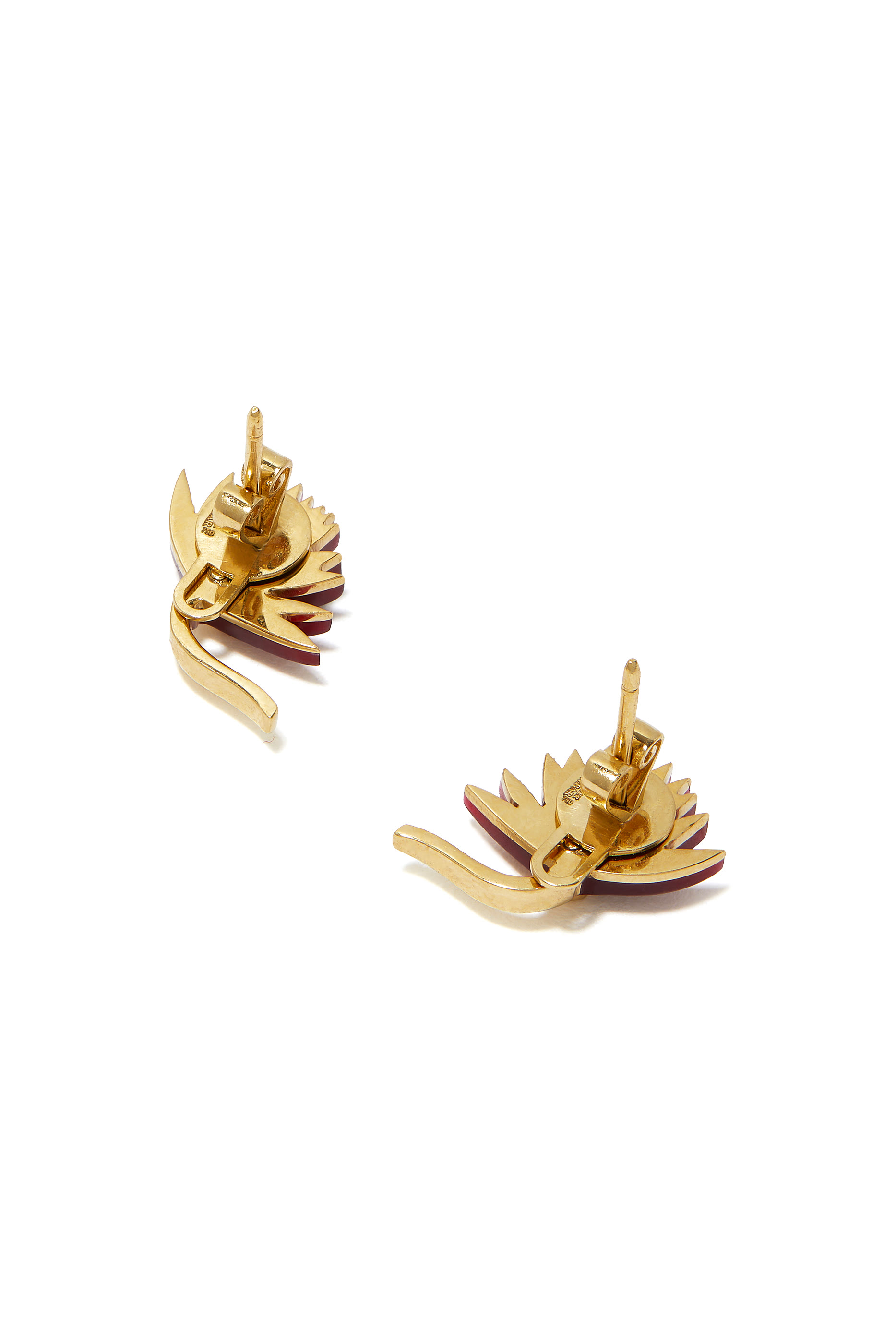 Flower Earrings Size 3, 18K Yellow Gold with Diamonds & Mother Of Pearl