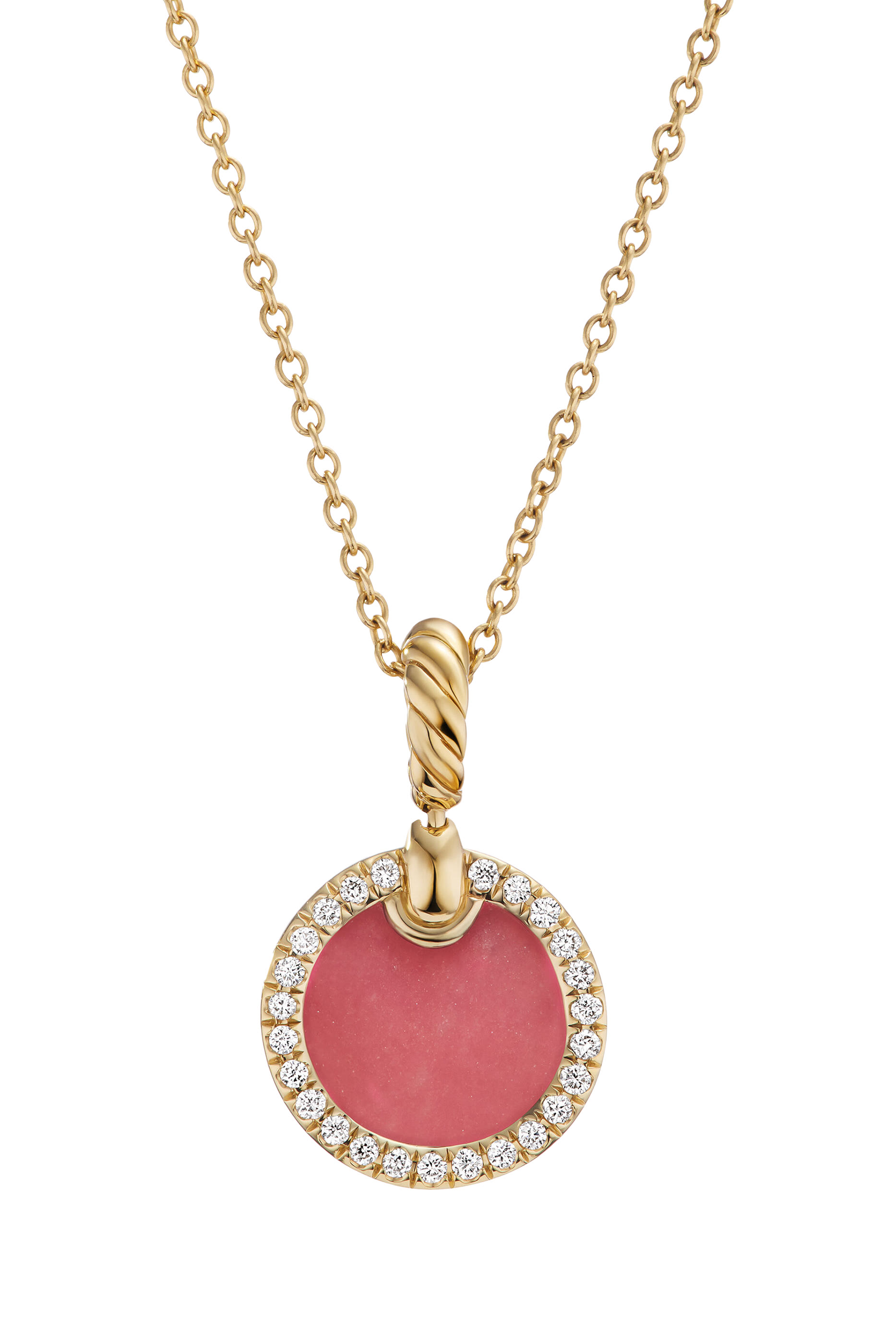 Elements Petite Pendant Necklace, 18k Yellow Gold, Rhodolite and Diamond