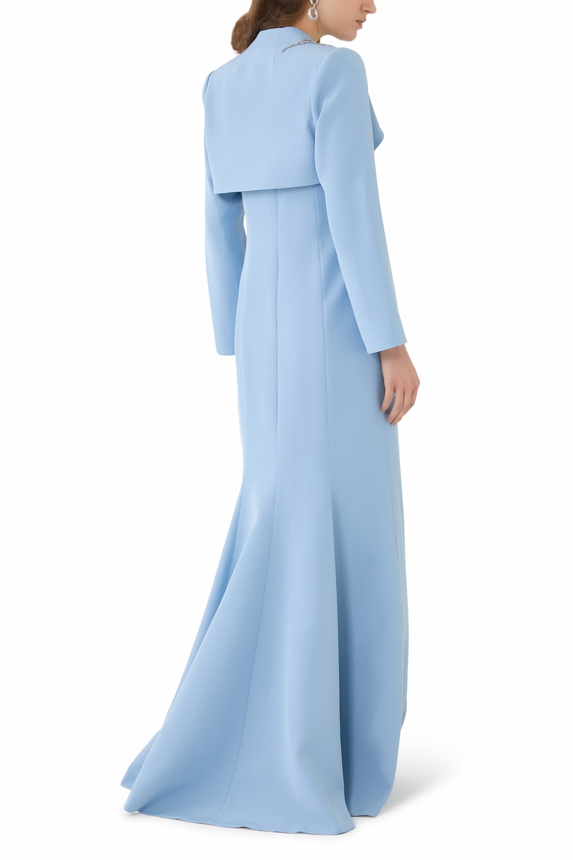 Crepe Bead Trim Bolero and Strapless Gown