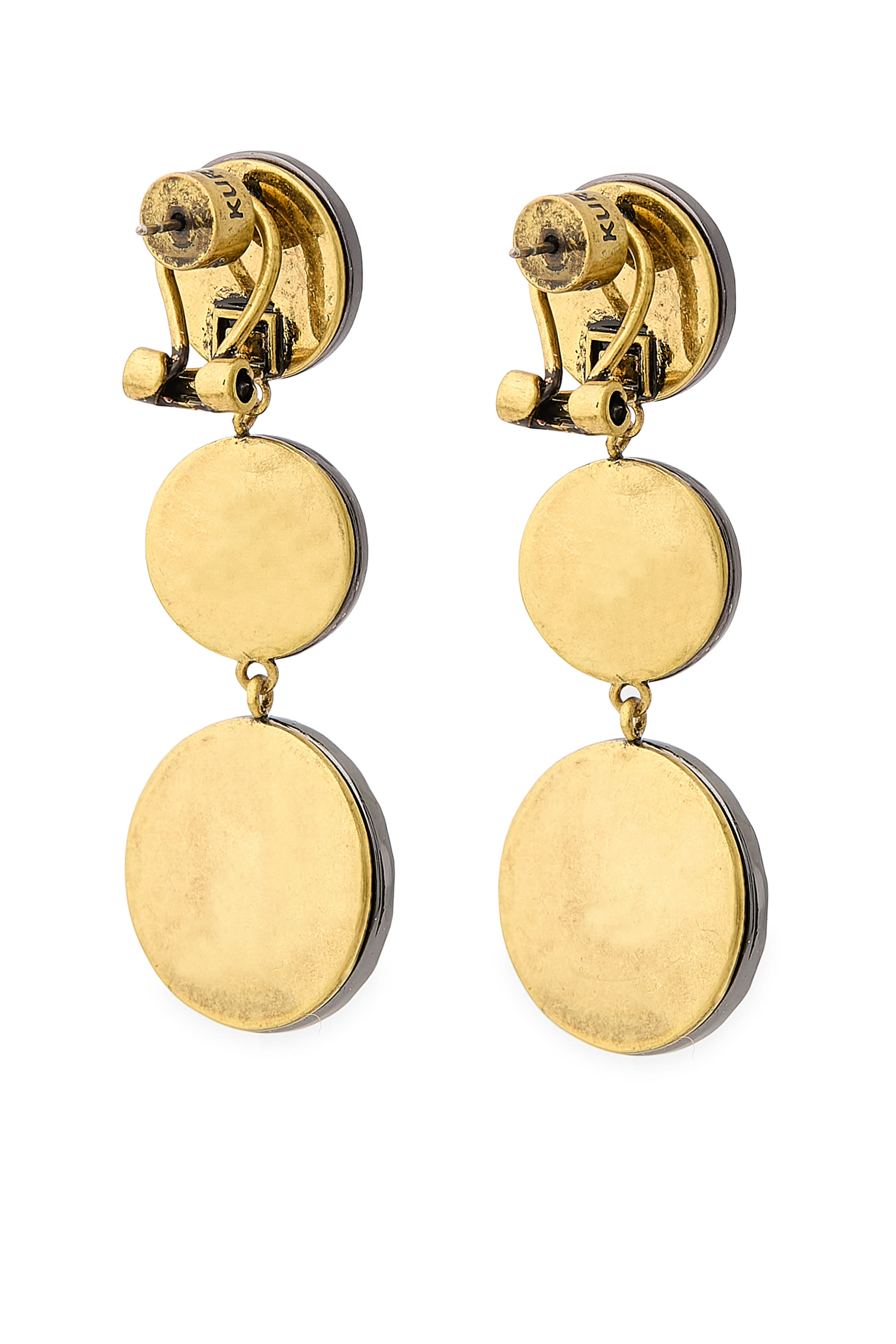 Octavia Linear Earrings, Brass & Crystals