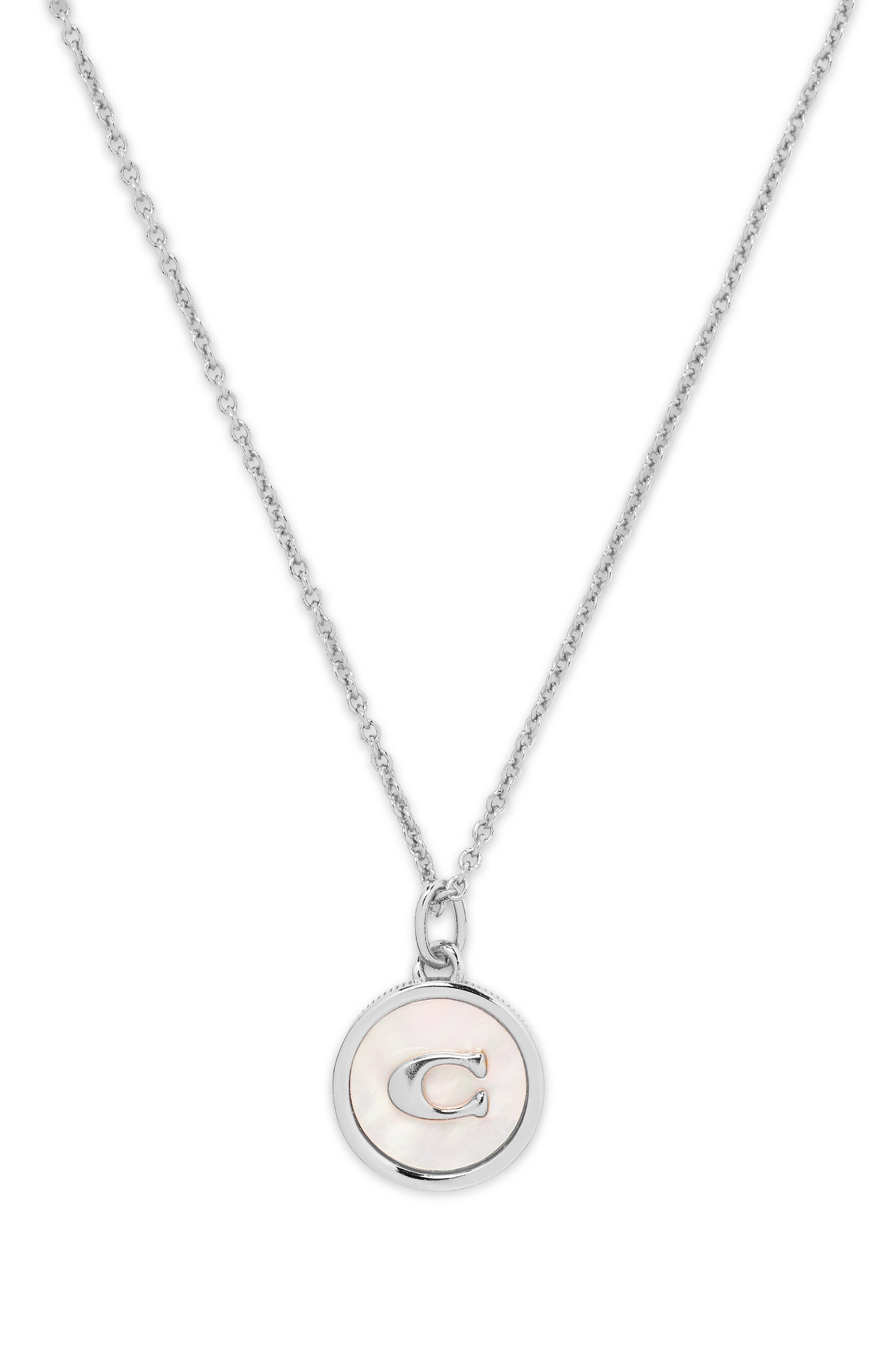 Mother Of Pearl Signature Coin Pendant Necklace