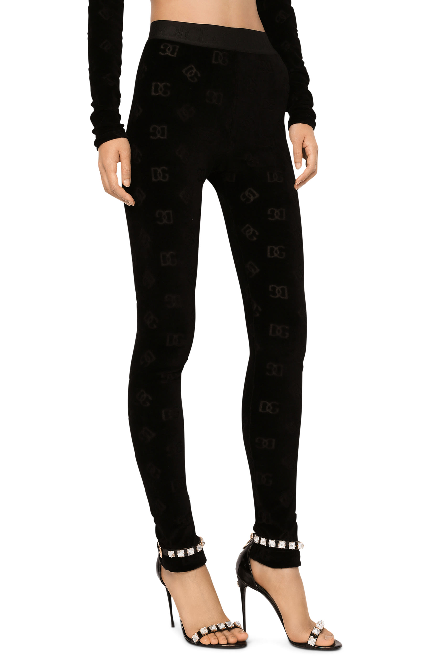 All-Over DG Logo Flocked Jersey Leggings