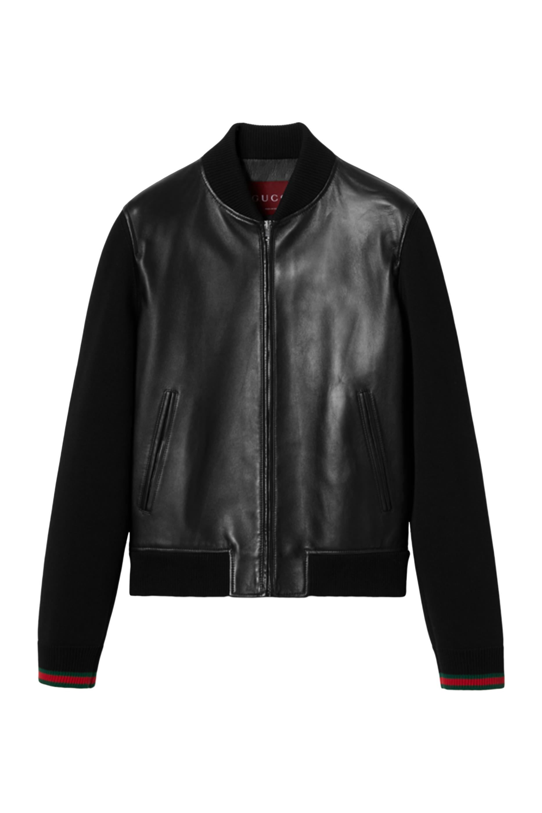  Nappa Leather and Knit Bomber Jacket
