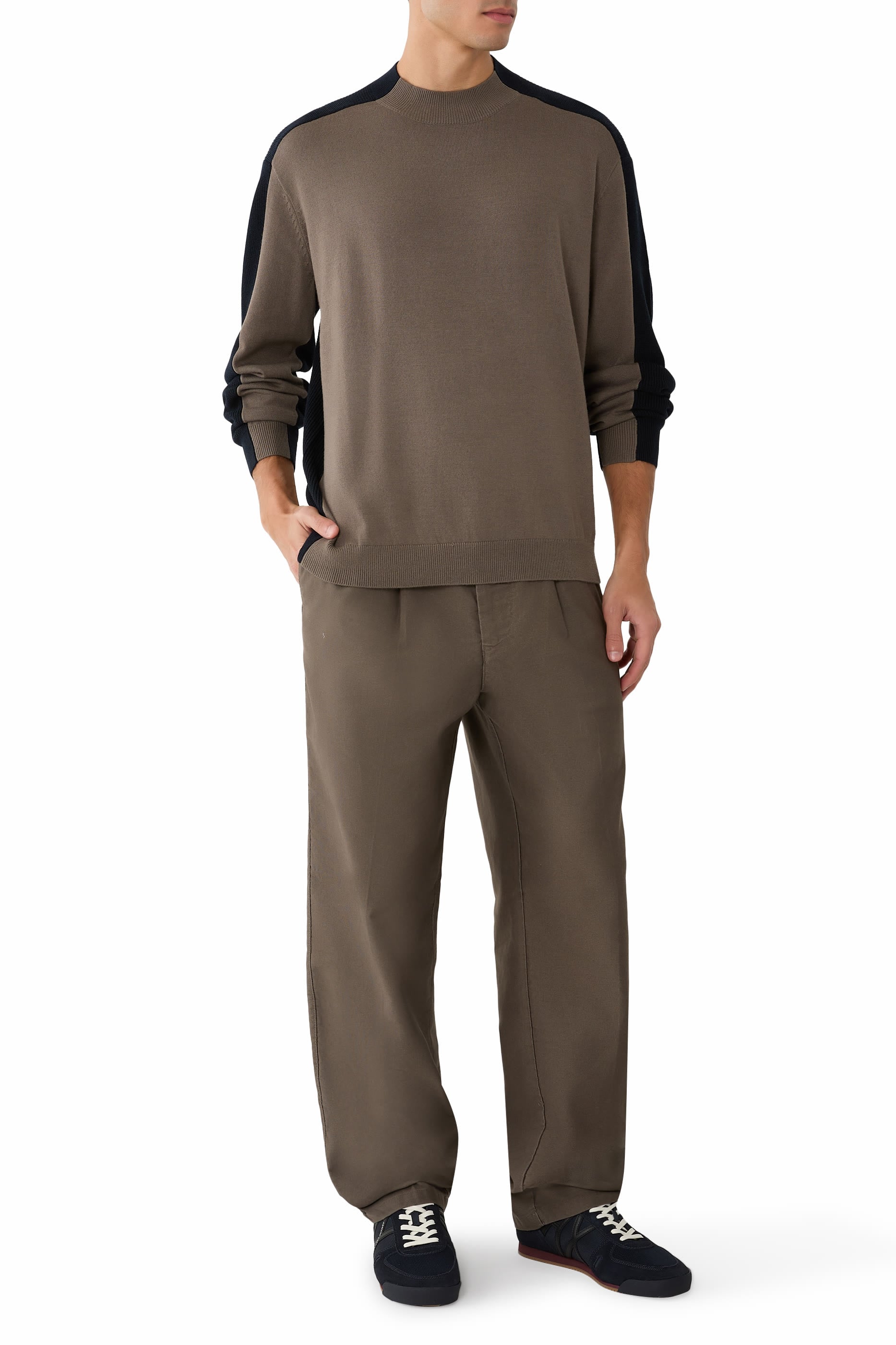 Rib Details Long Sleeves Pullover