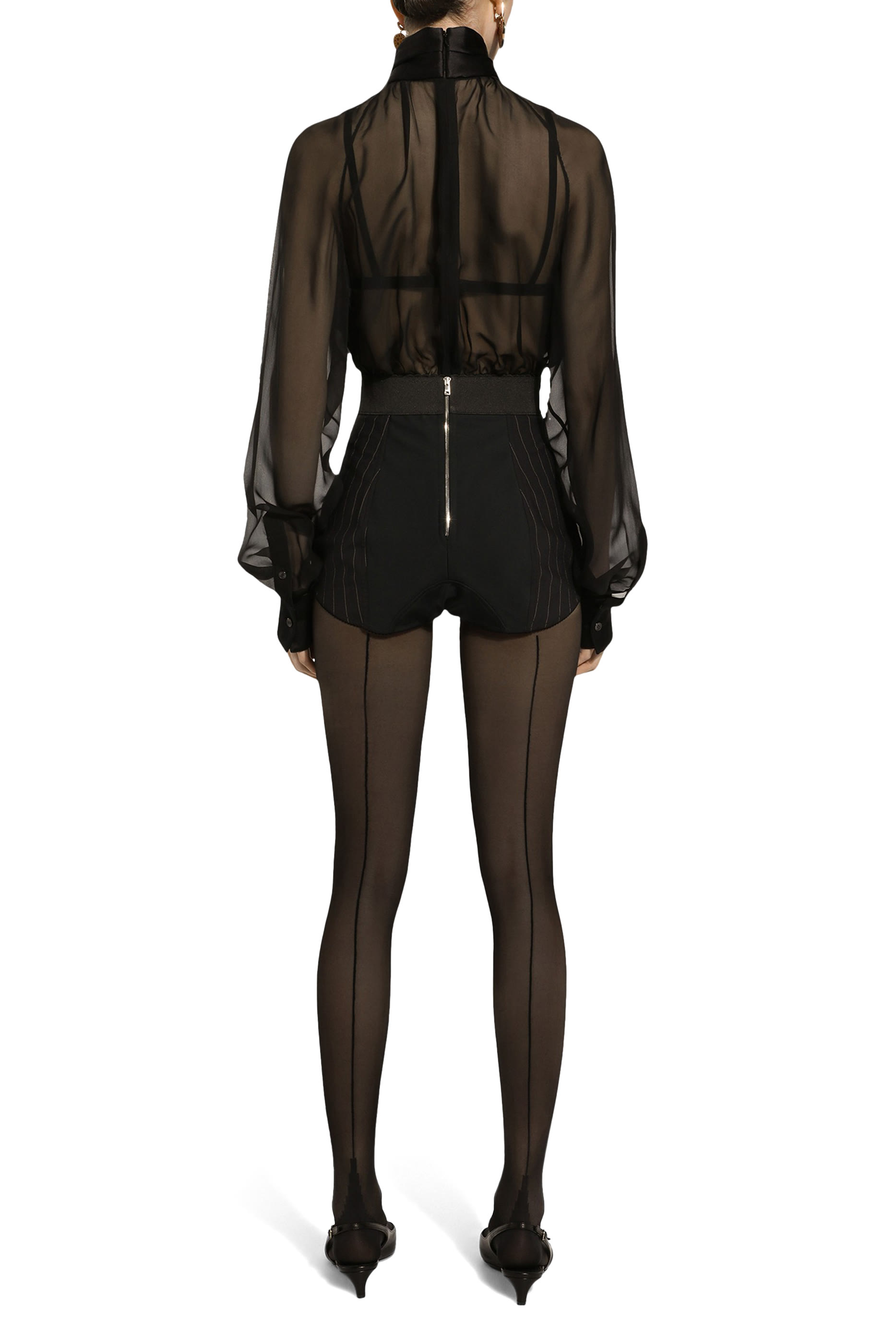 Pinstriped Wool-Blend Twill Panties